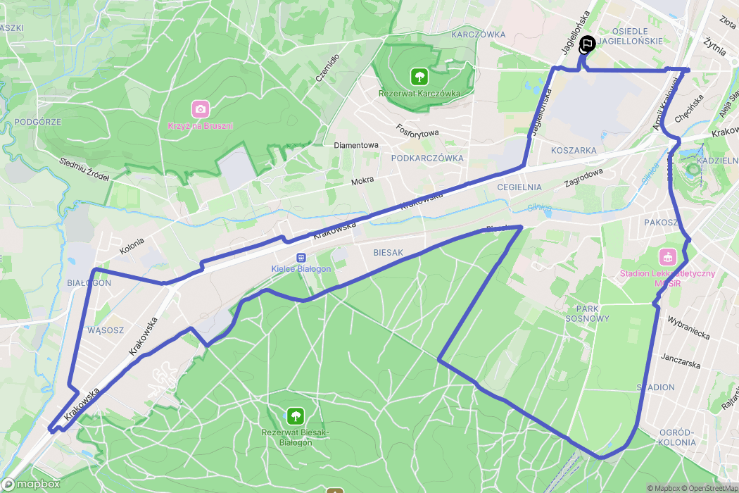 Kielce: mapa trasy - Poland