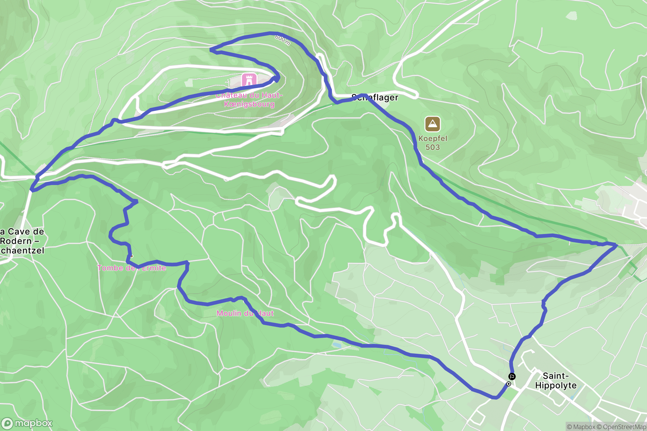 Saint-Hippolyte : carte du parcours de randonnée - France
