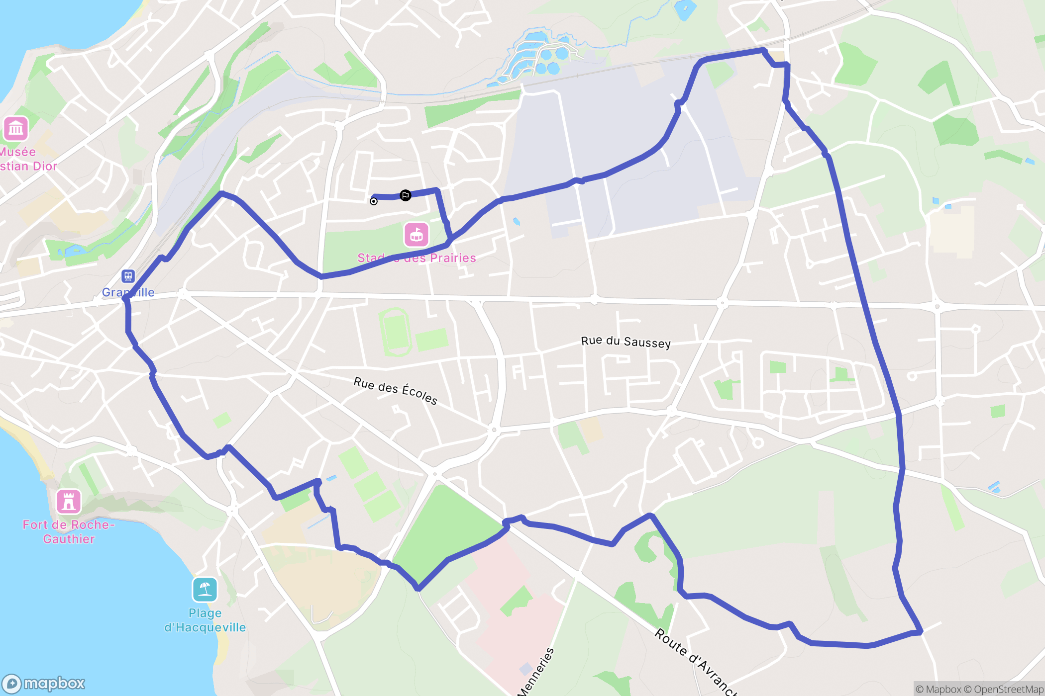 Granville : carte du parcours de randonnée - France
