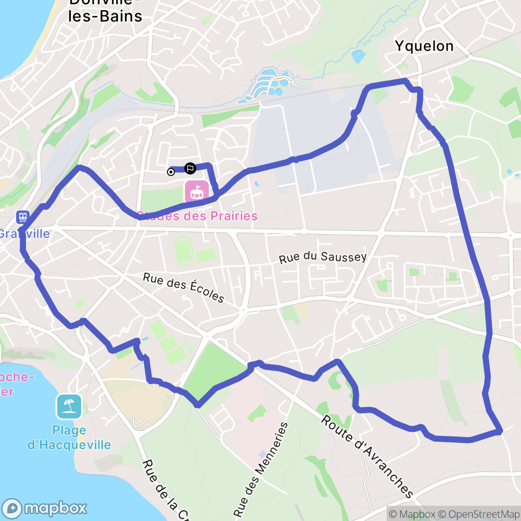 Granville : carte du parcours de randonnée - France