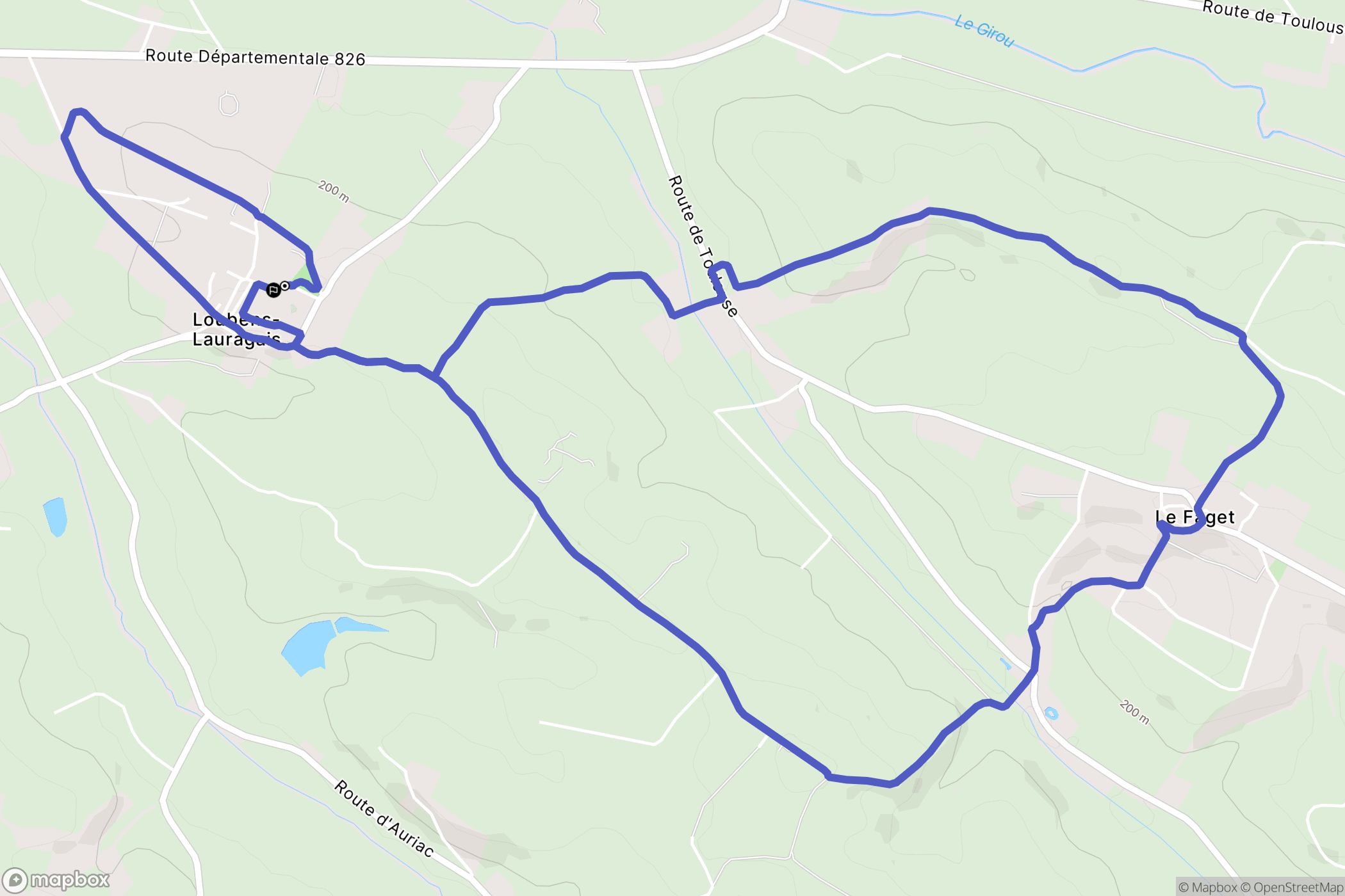 Loubens-Lauragais : carte du parcours de randonnée - France