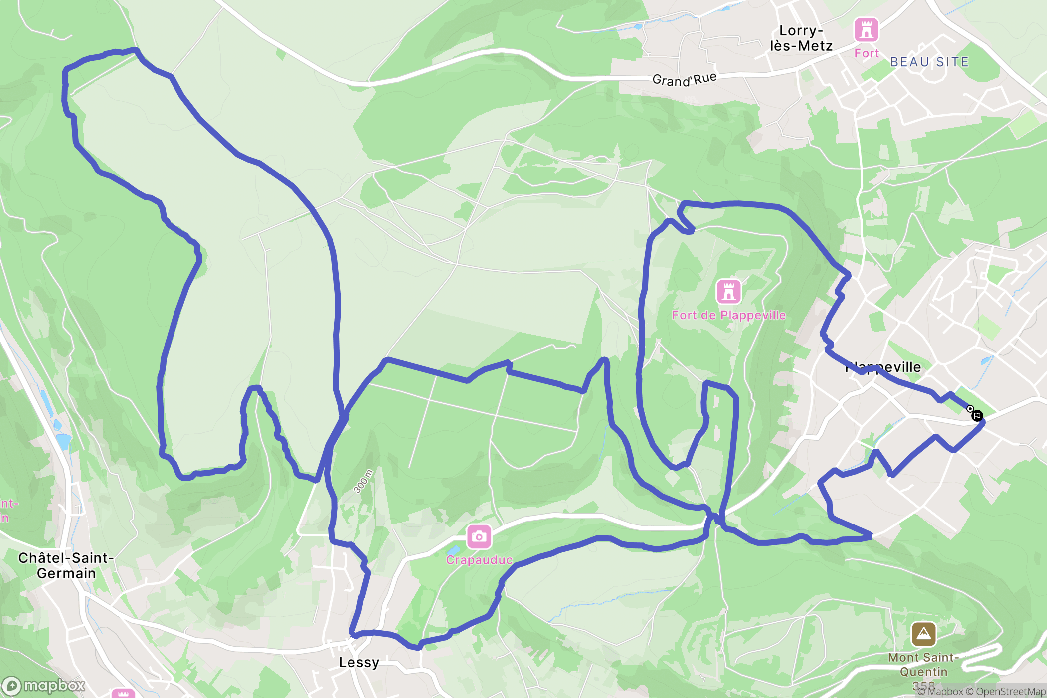 Plappeville : carte du parcours de randonnée - France