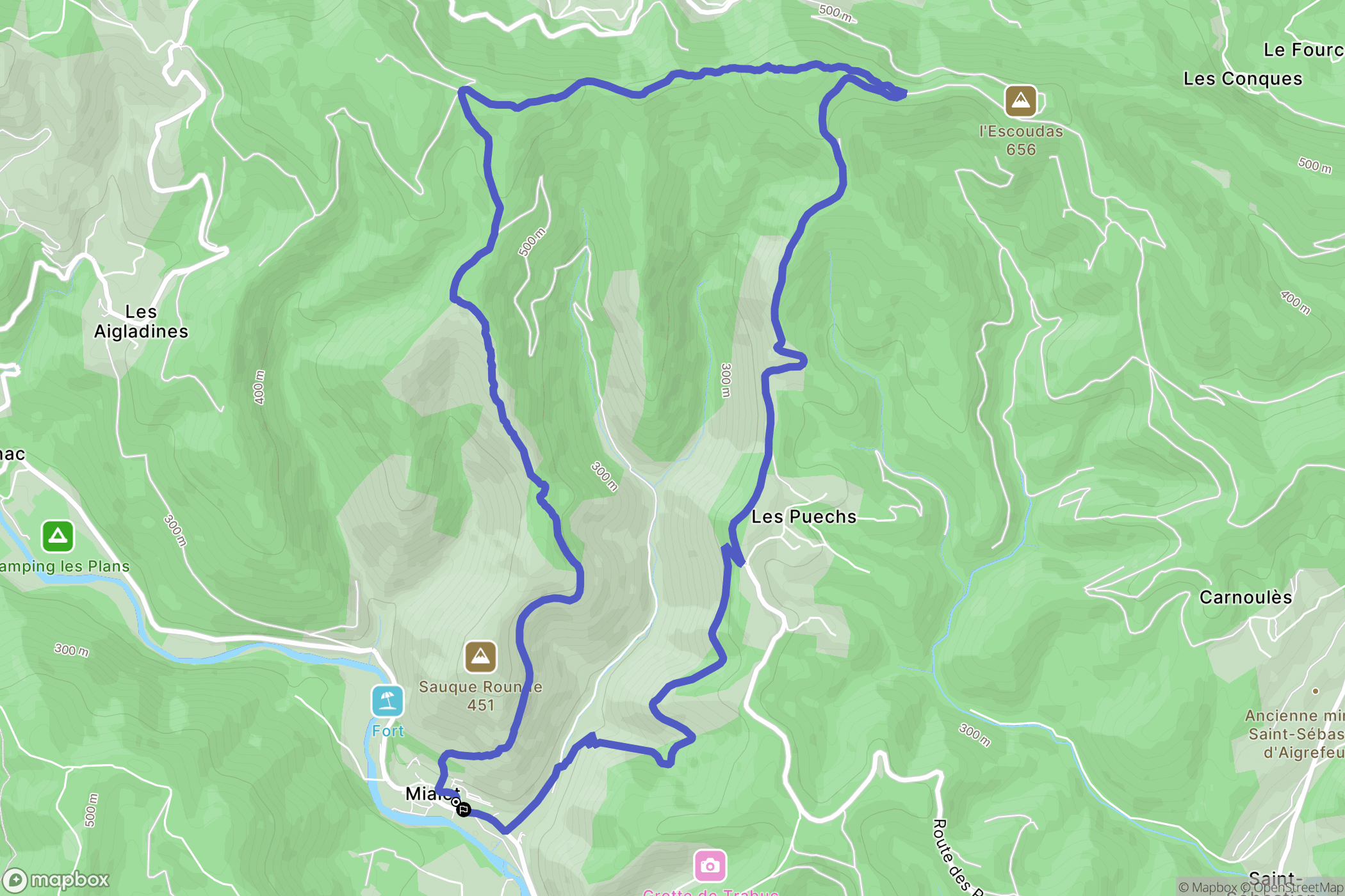 Mialet : carte du parcours de randonnée - France