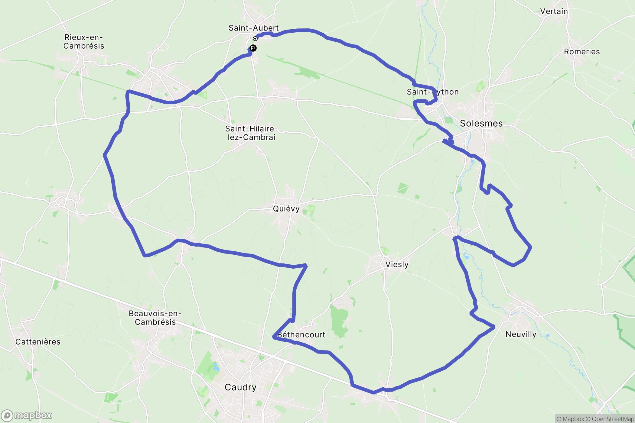Saint-Aubert : carte du parcours de randonnée - France