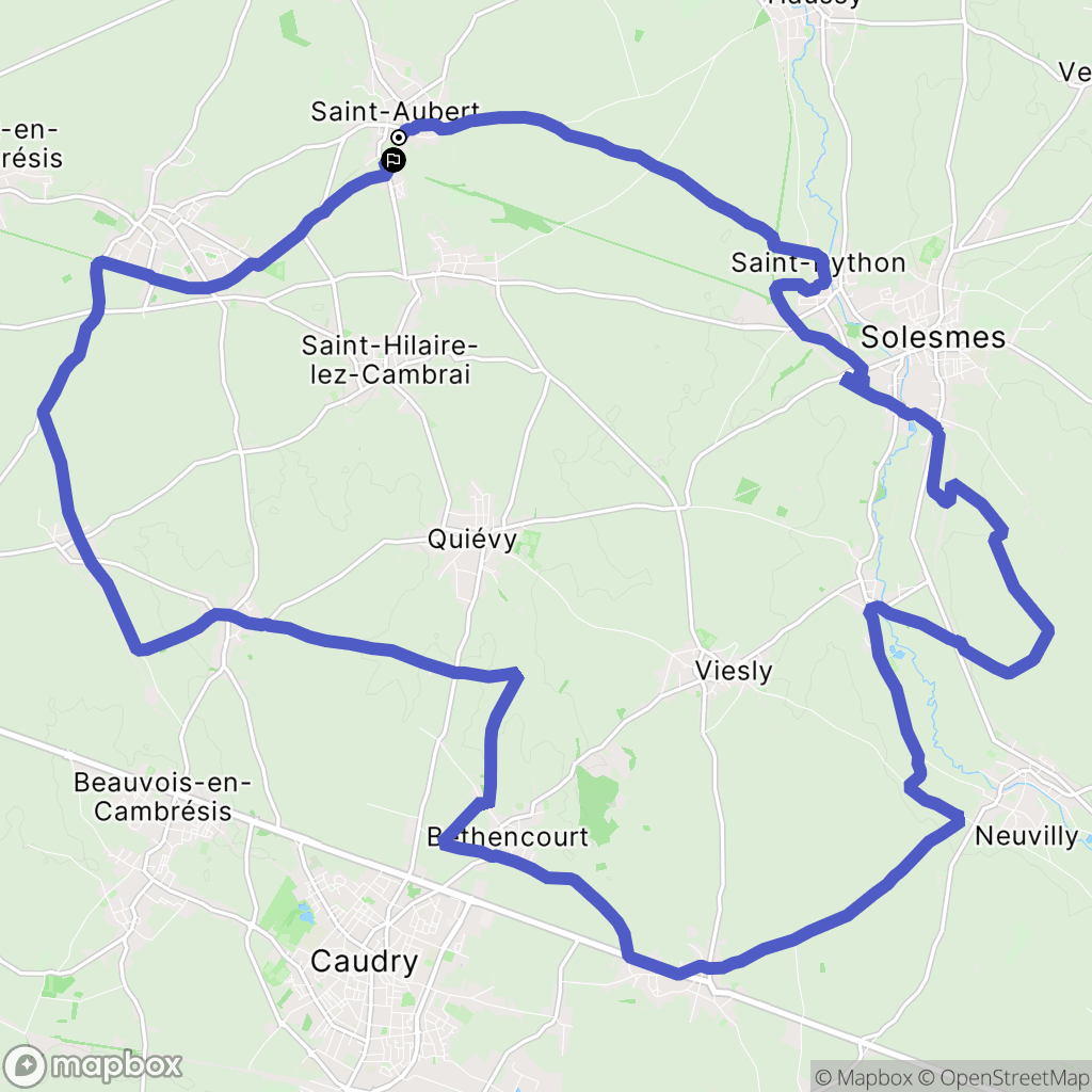 Saint-Aubert : carte du parcours de randonnée - France