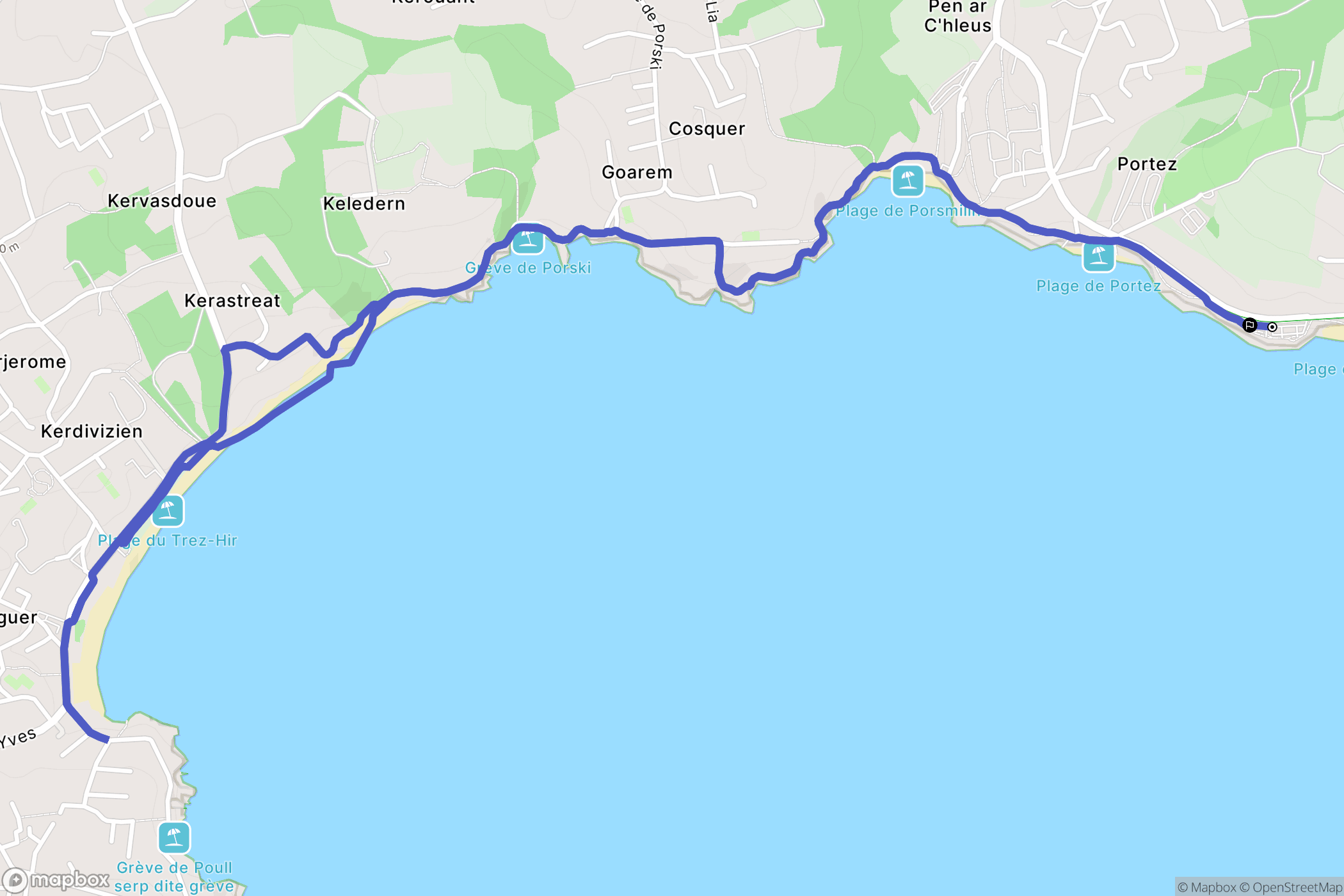 Locmaria-Plouzané : carte du parcours de randonnée - France