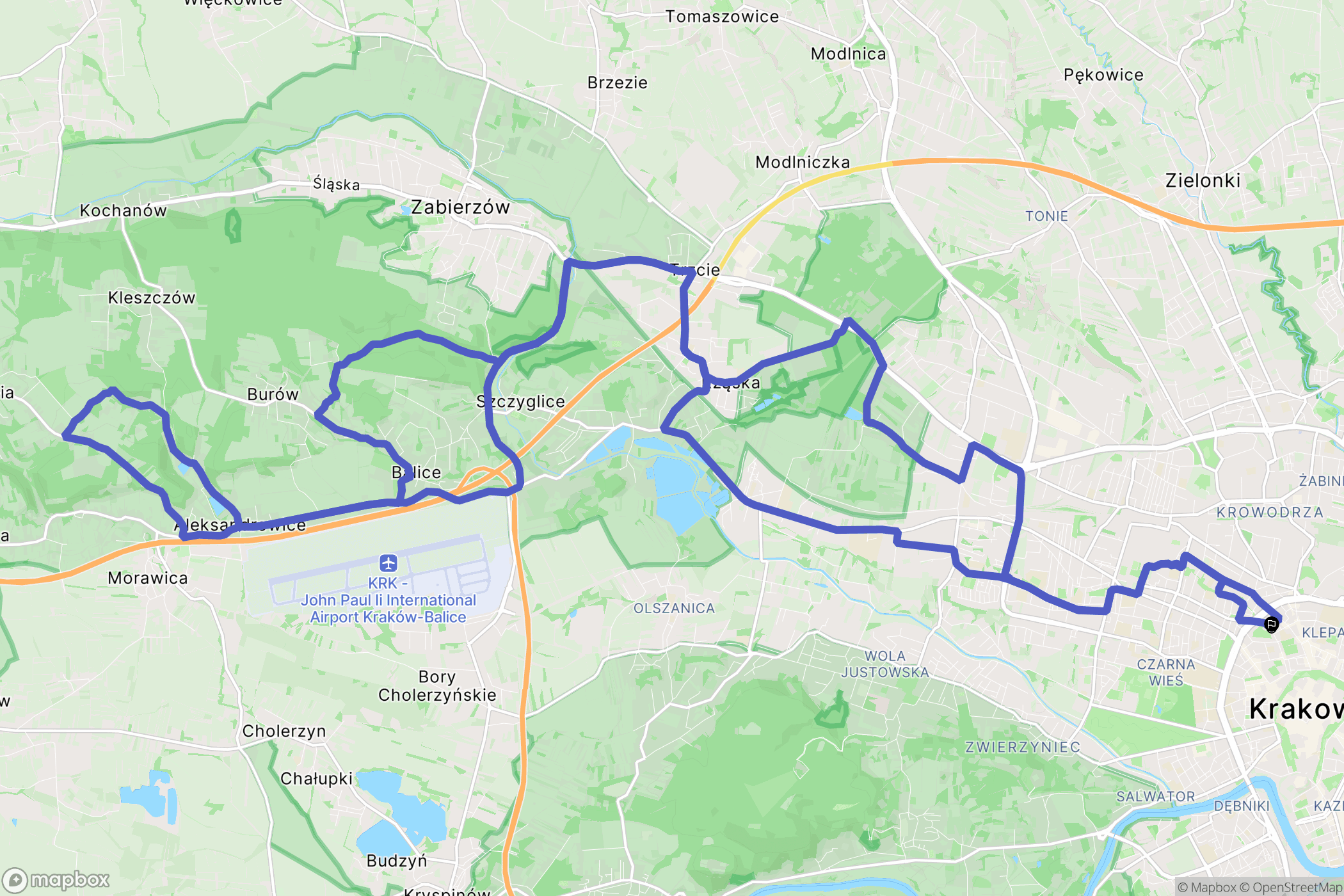 Kraków: mapa trasy - Poland
