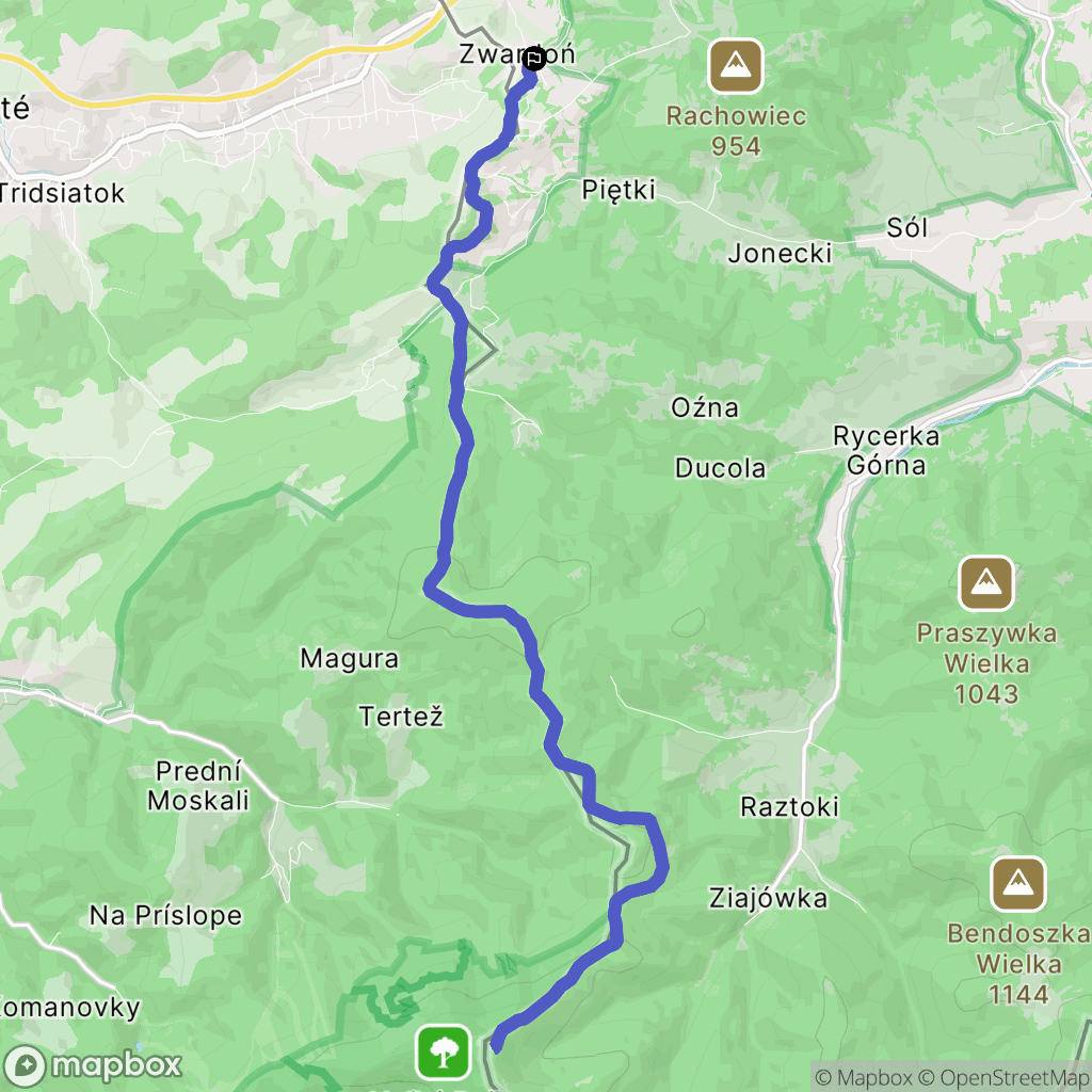 Zwardoń: mapa trasy - Poland
