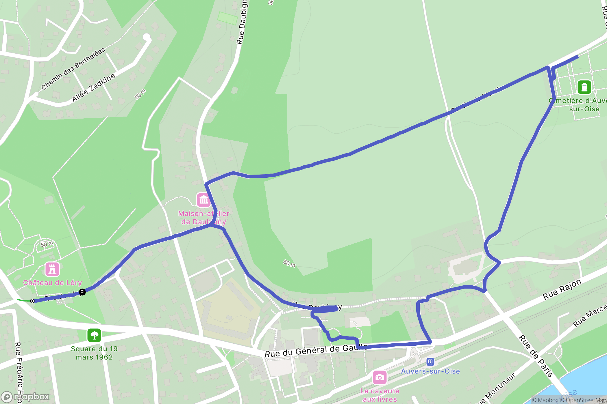 Auvers-sur-Oise : carte du parcours de randonnée - France