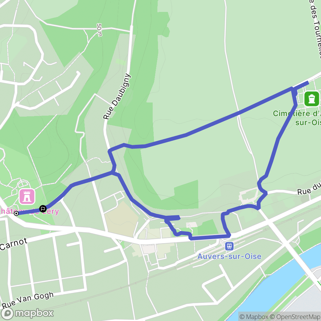 Auvers-sur-Oise : carte du parcours de randonnée - France