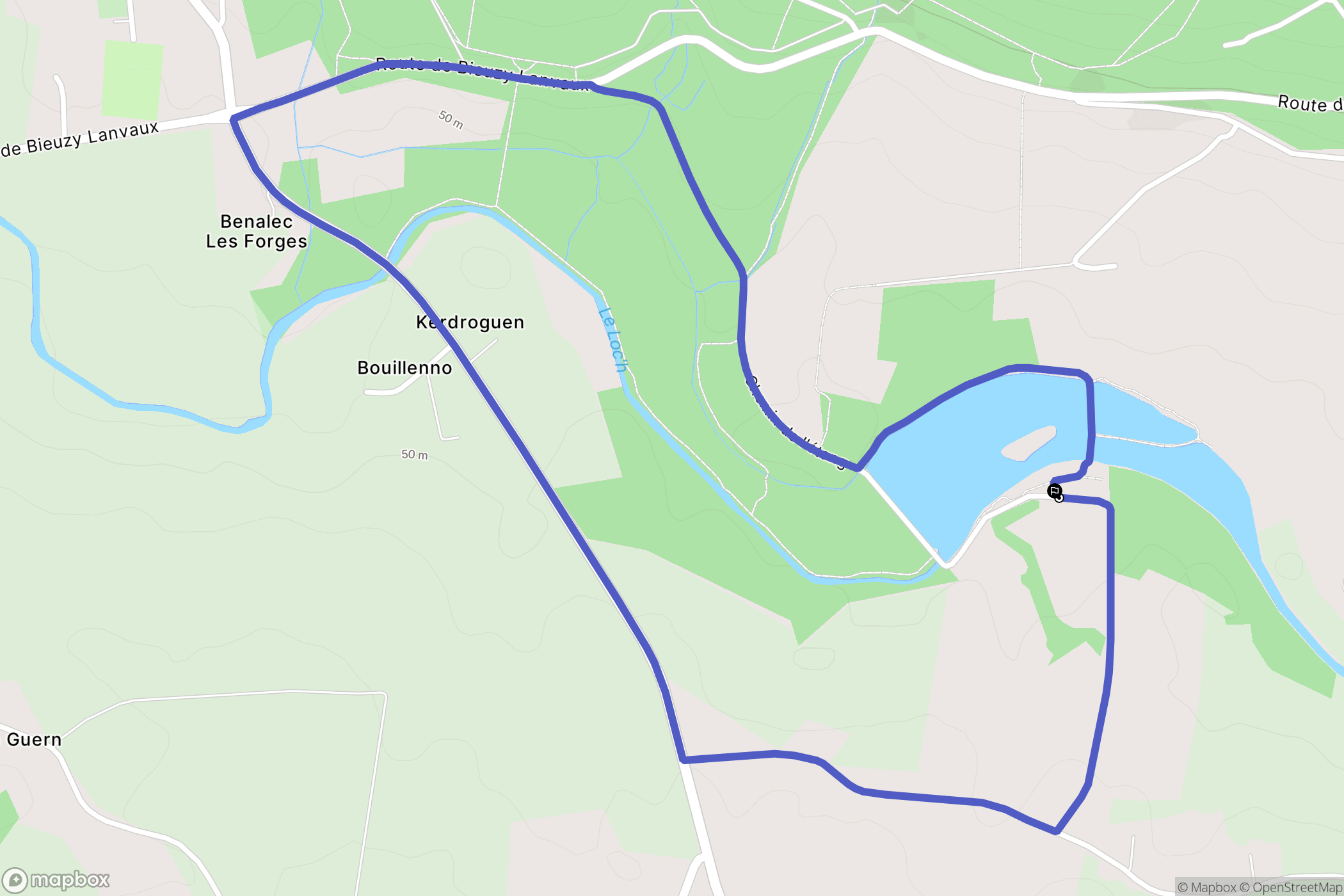 Brandivy : carte du parcours de randonnée - France