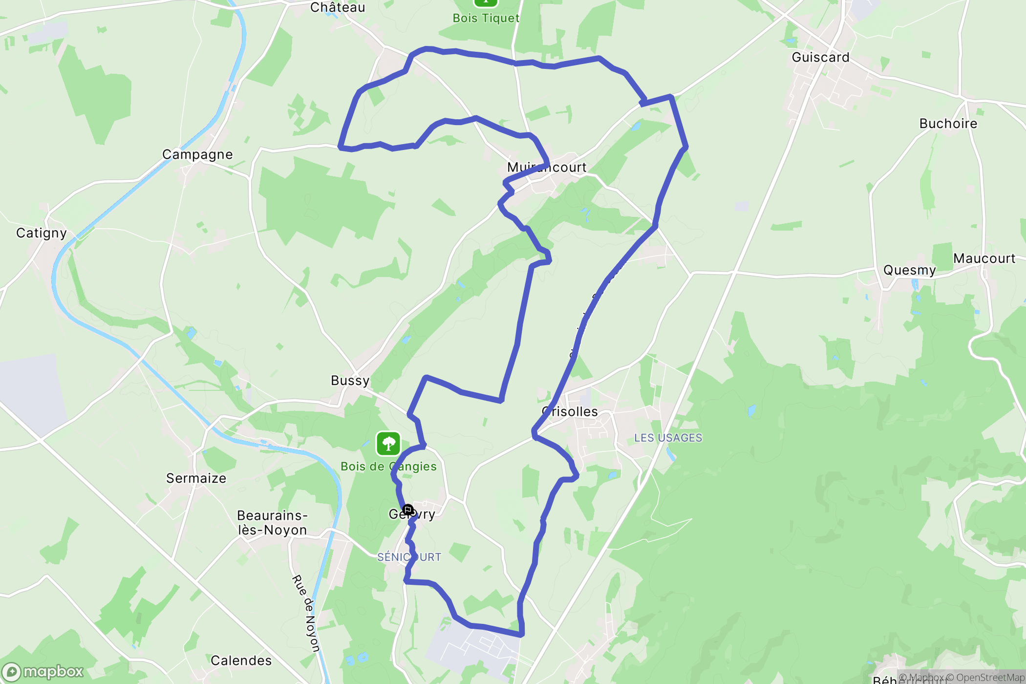 Genvry : carte du parcours de randonnée - France