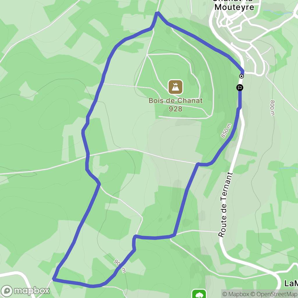 Chanat-la-Mouteyre : carte du parcours de randonnée - France