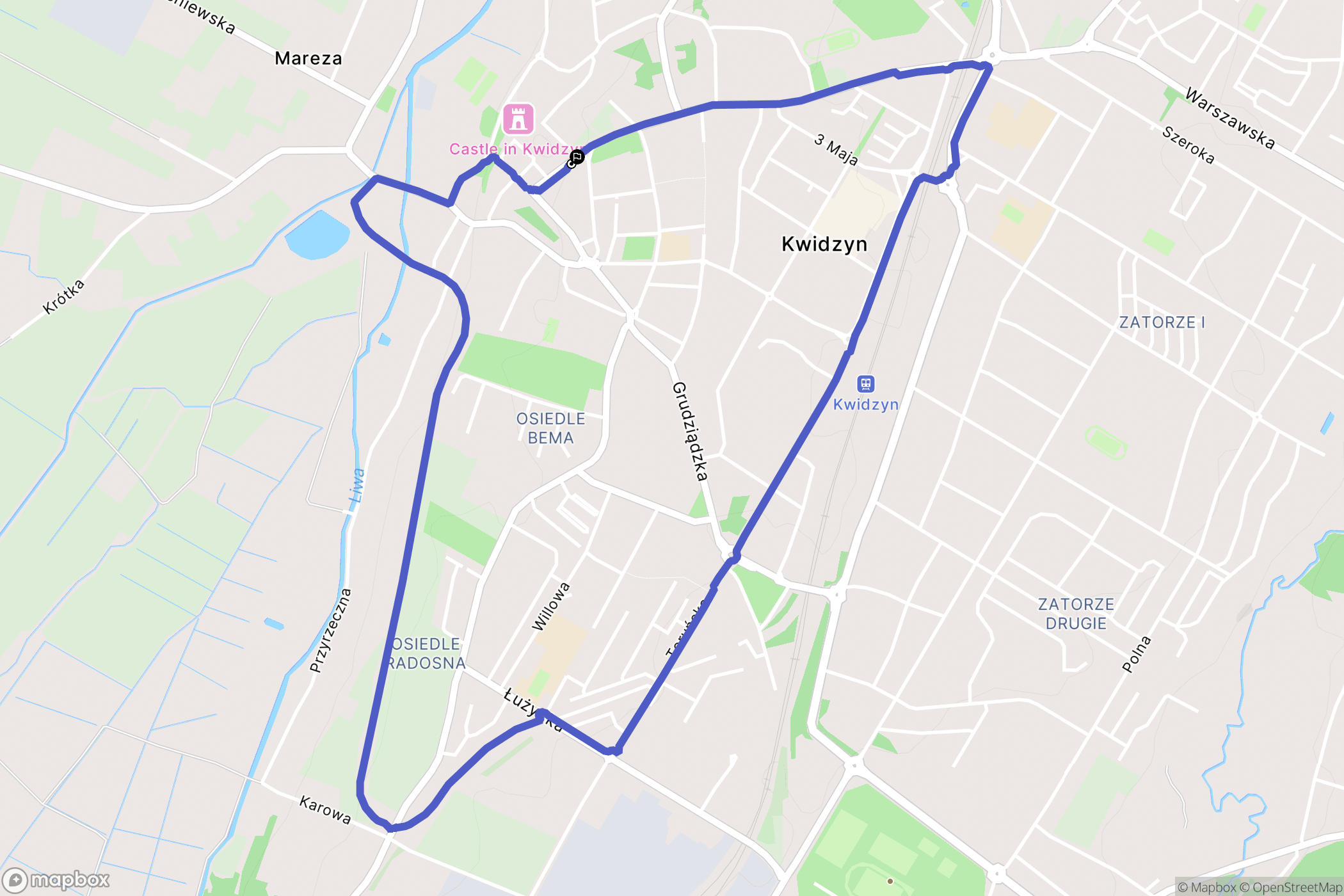 Kwidzyn: mapa trasy - Poland