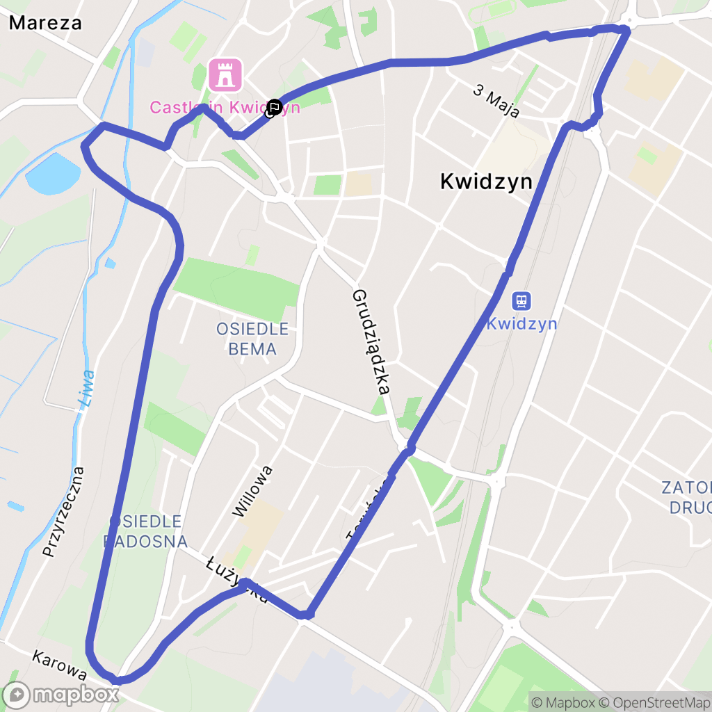 Kwidzyn: mapa trasy - Poland