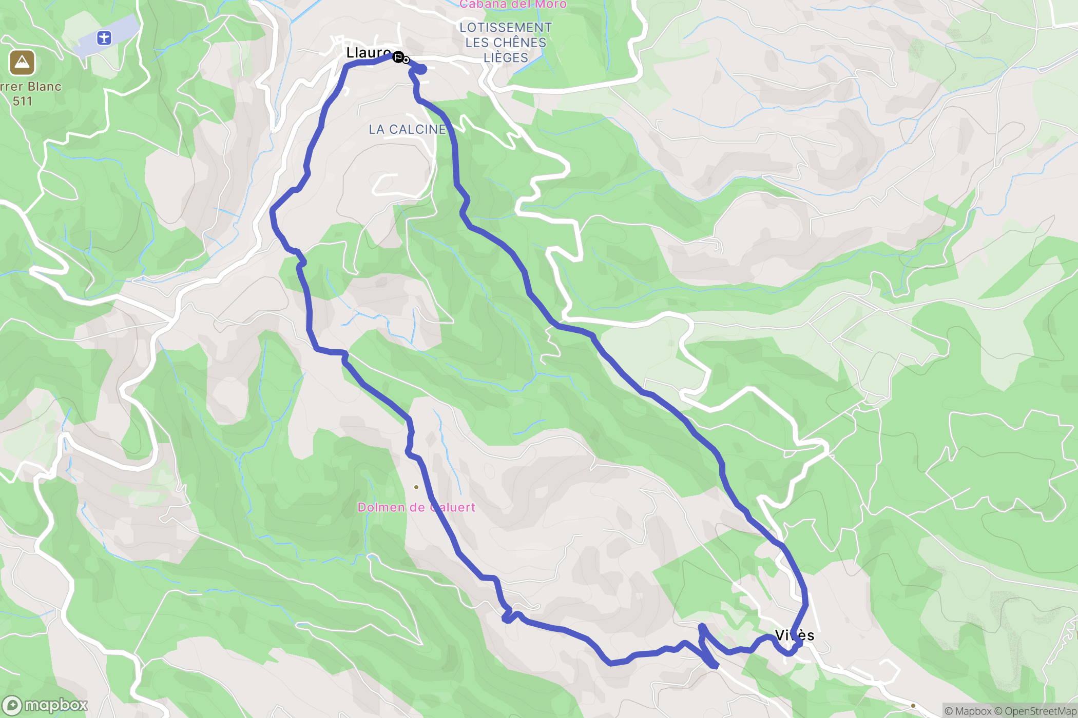 Llauro : carte du parcours de randonnée - France