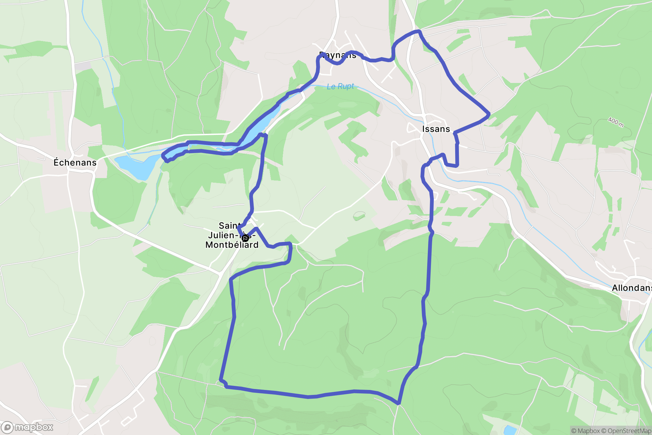 Saint-Julien-lès-Montbéliard : carte du parcours de randonnée - France
