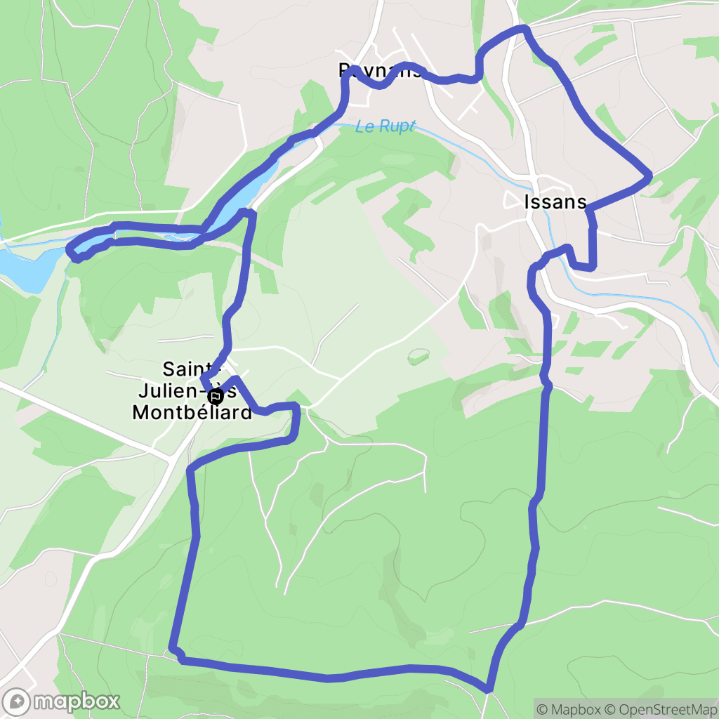 Saint-Julien-lès-Montbéliard : carte du parcours de randonnée - France