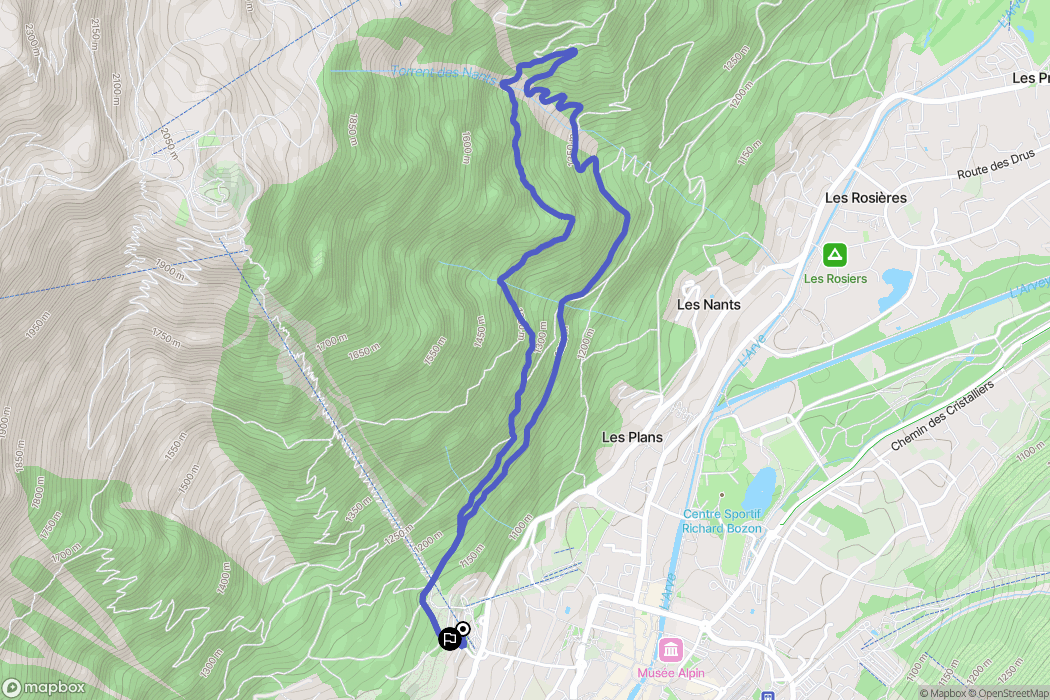 Chamonix-Mont-Blanc : carte du parcours de randonnée - France