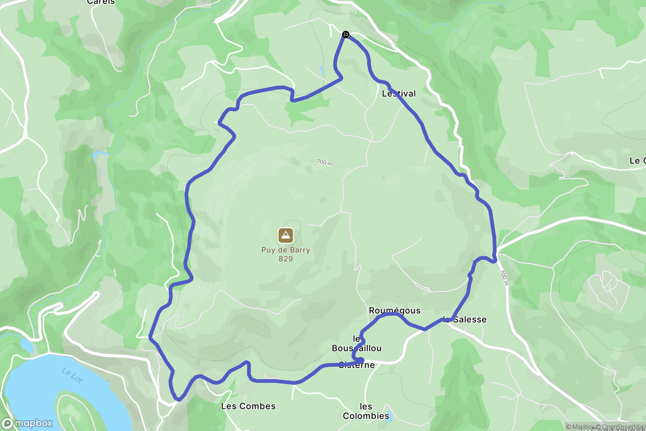 Castelnau-de-Mandailles : carte du parcours de randonnée - France