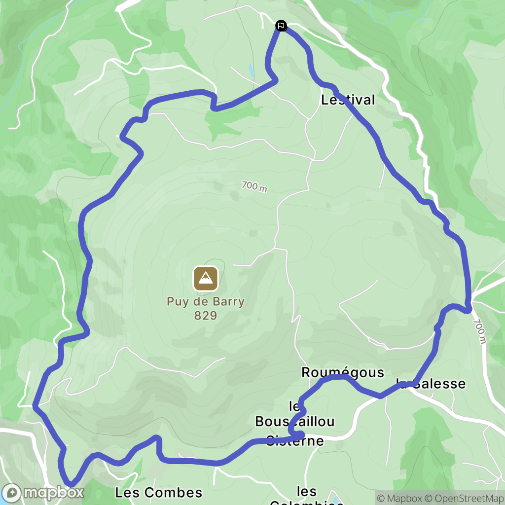 Castelnau-de-Mandailles : carte du parcours de randonnée - France