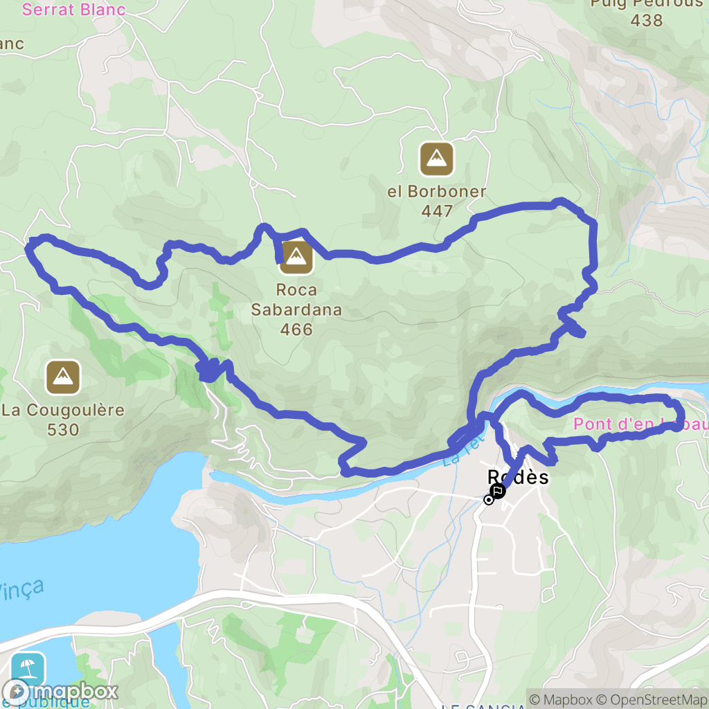 Rodès : carte du parcours de randonnée - France