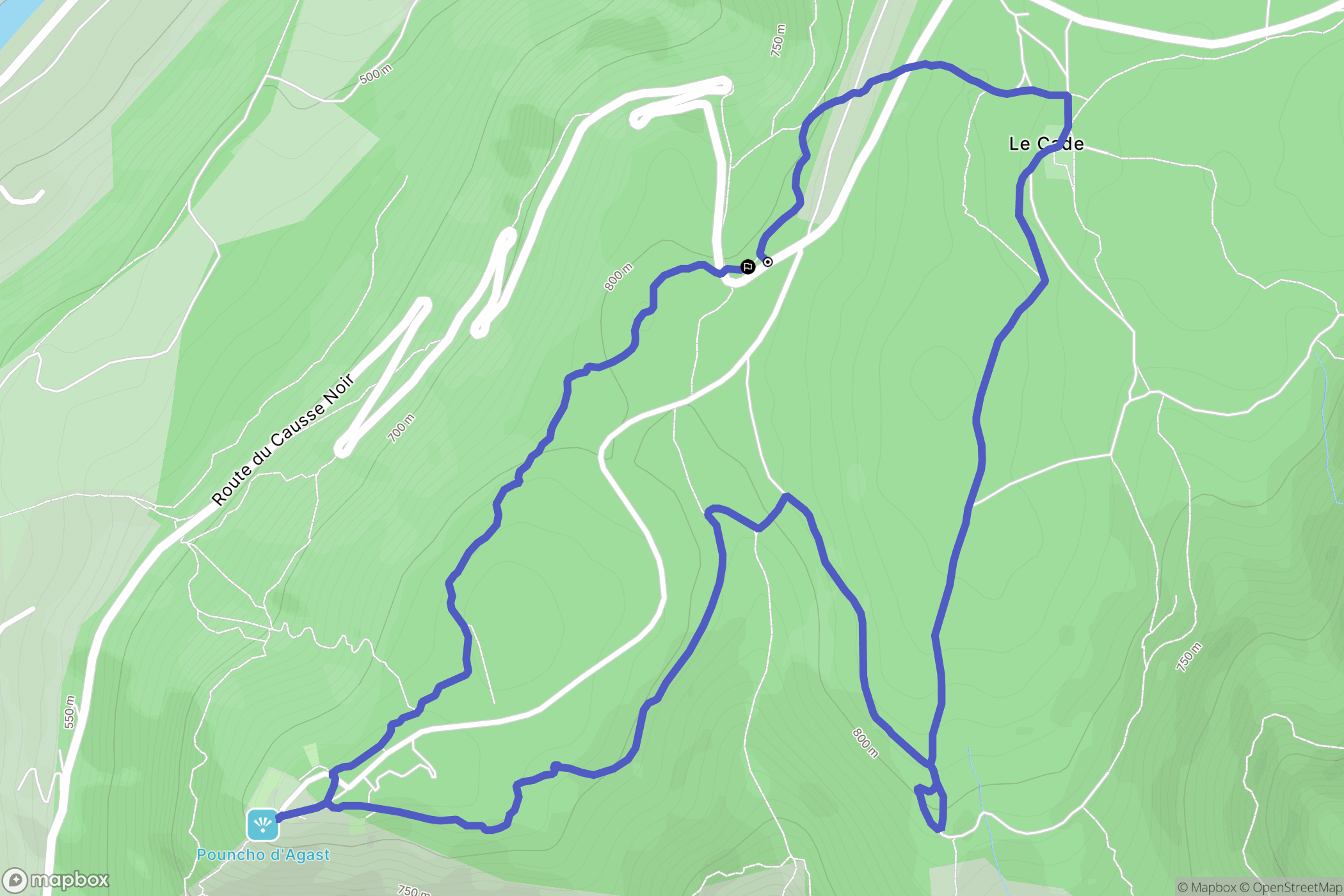 Millau : carte du parcours de randonnée - France