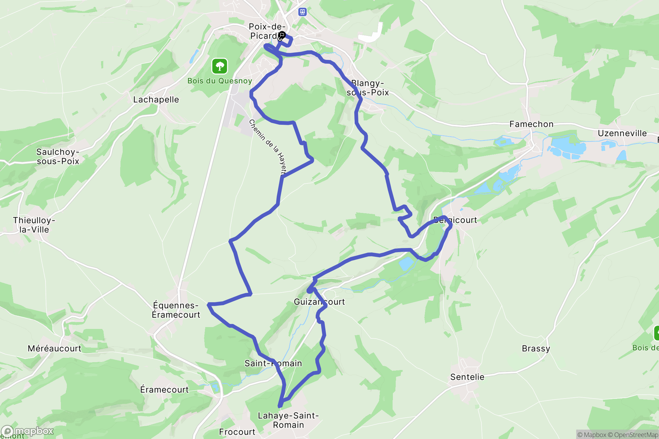 Poix-de-Picardie : carte du parcours de randonnée - France