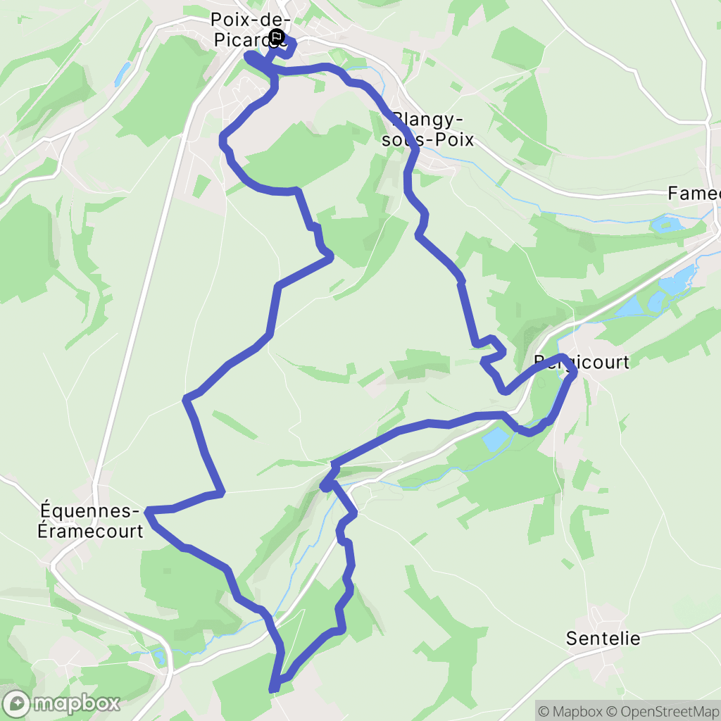 Poix-de-Picardie : carte du parcours de randonnée - France