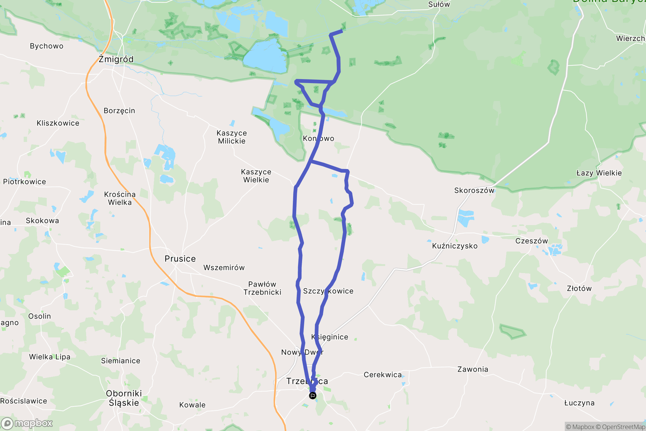 Trzebnica: mapa trasy - Poland