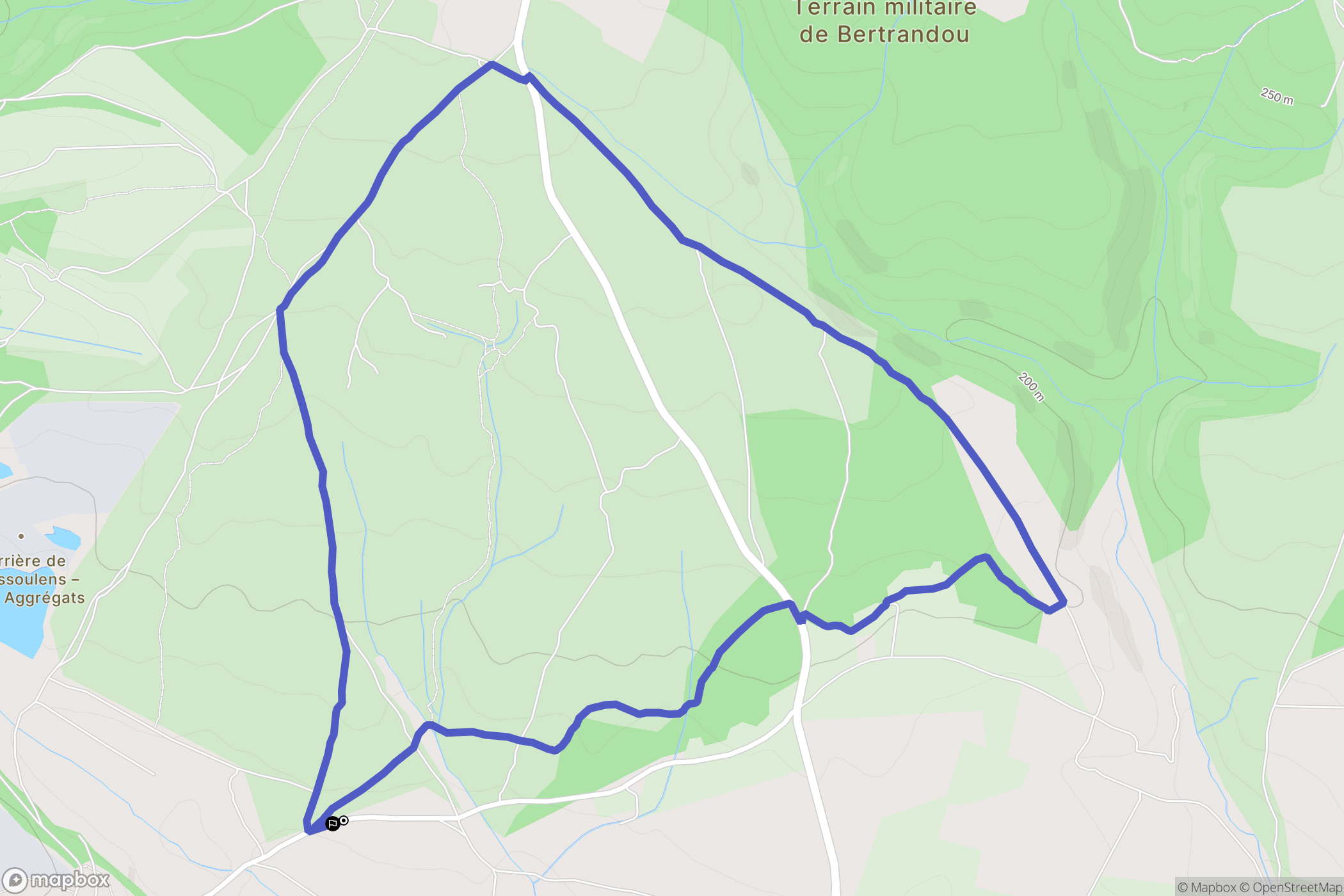 Moussoulens : carte du parcours de randonnée - France