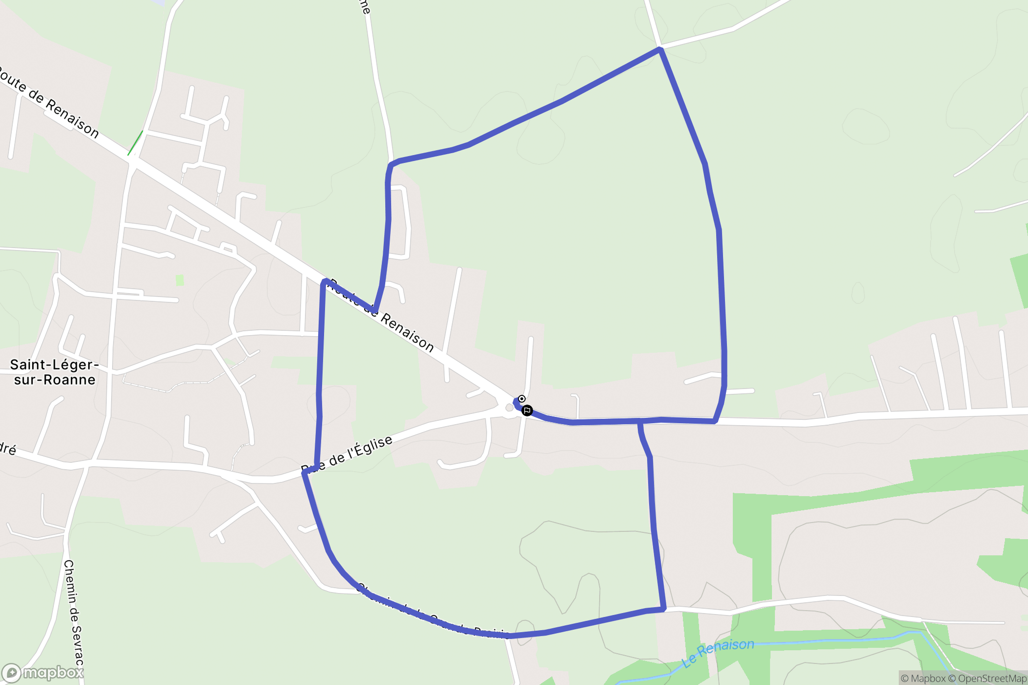 Saint-Léger-sur-Roanne : carte du parcours de randonnée - France