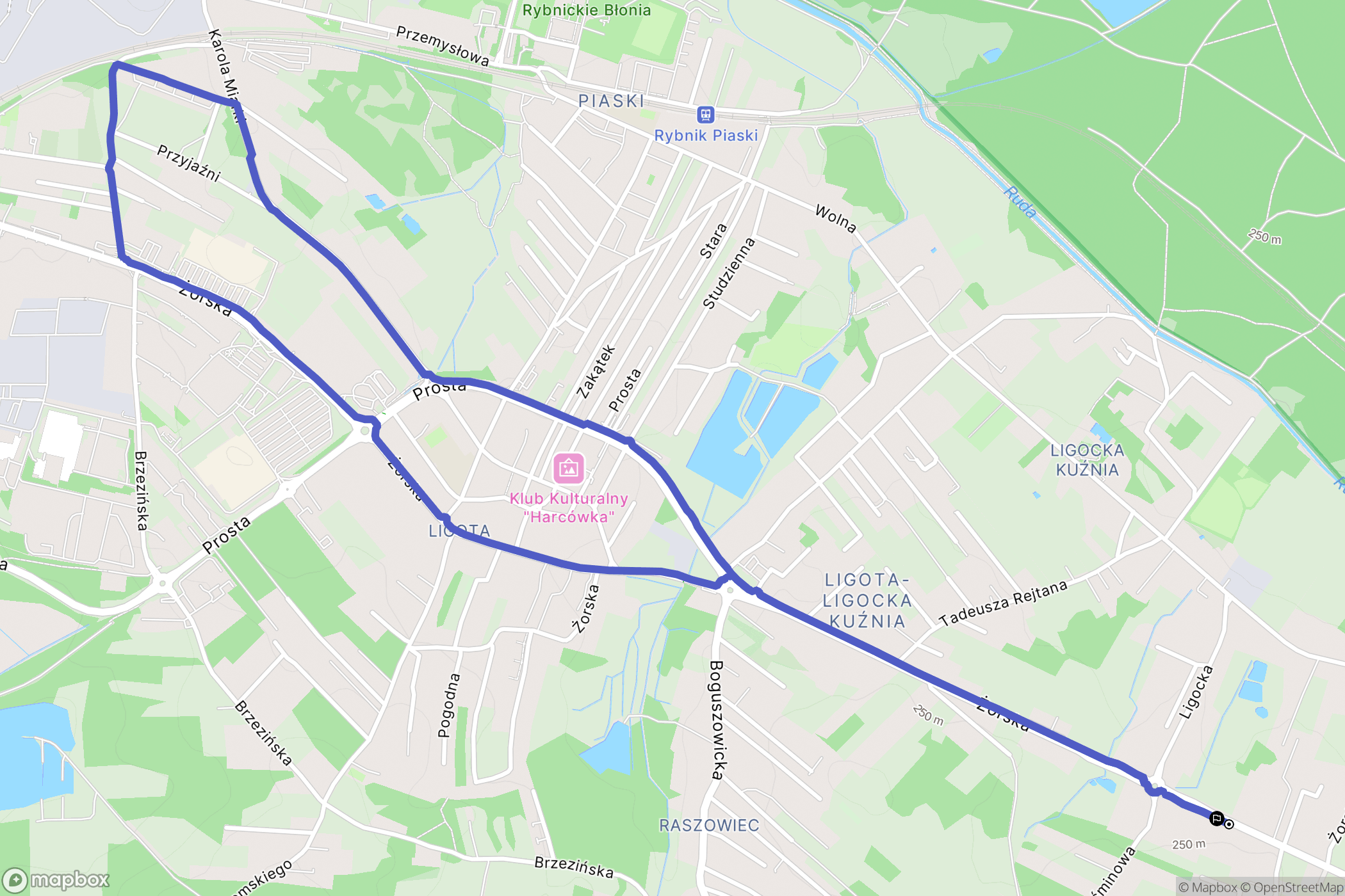 Rybnik: mapa trasy - Poland
