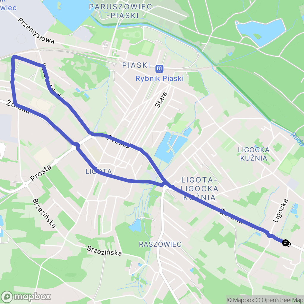 Rybnik: mapa trasy - Poland