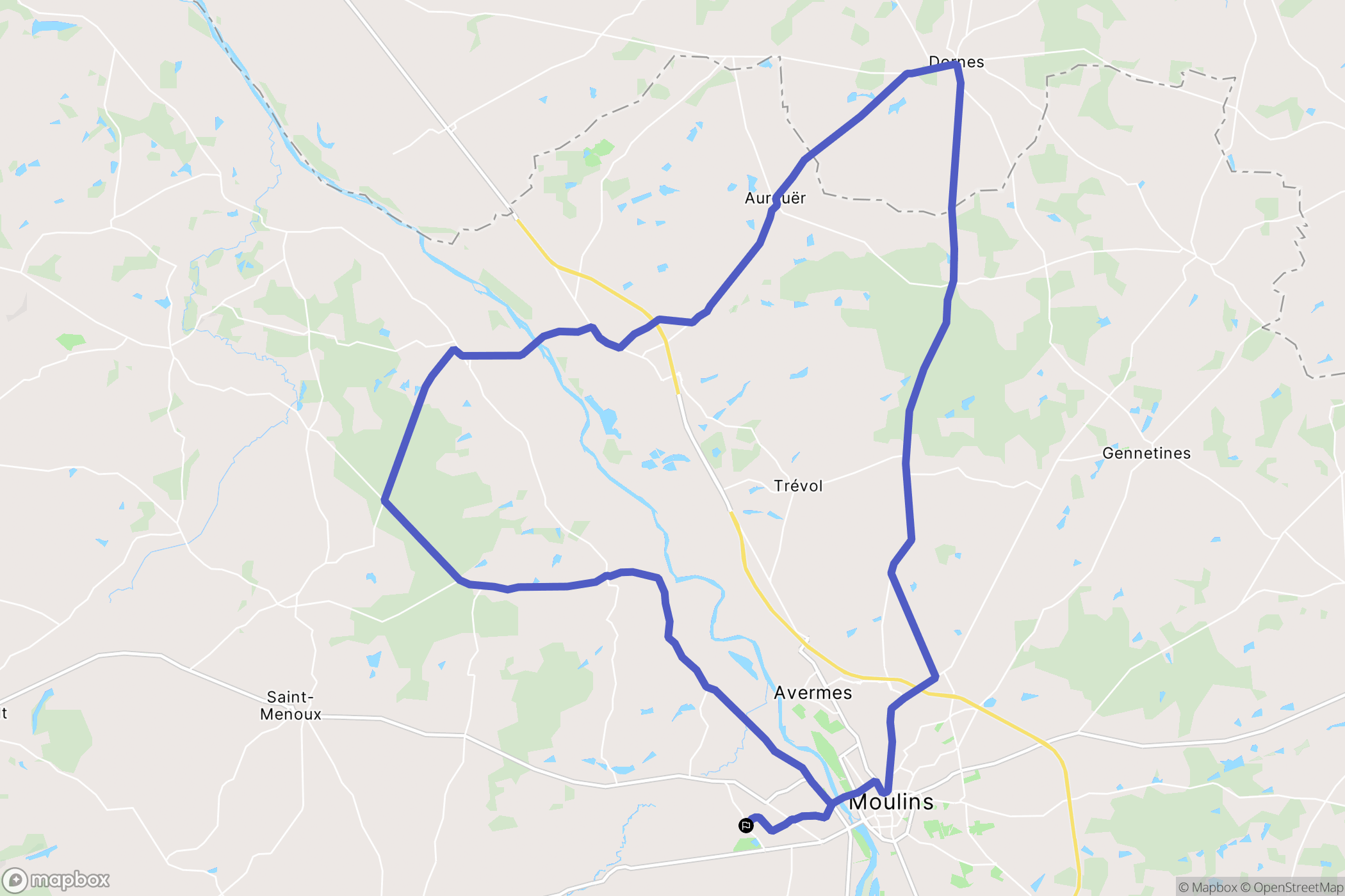 Neuvy : carte du parcours de randonnée - France