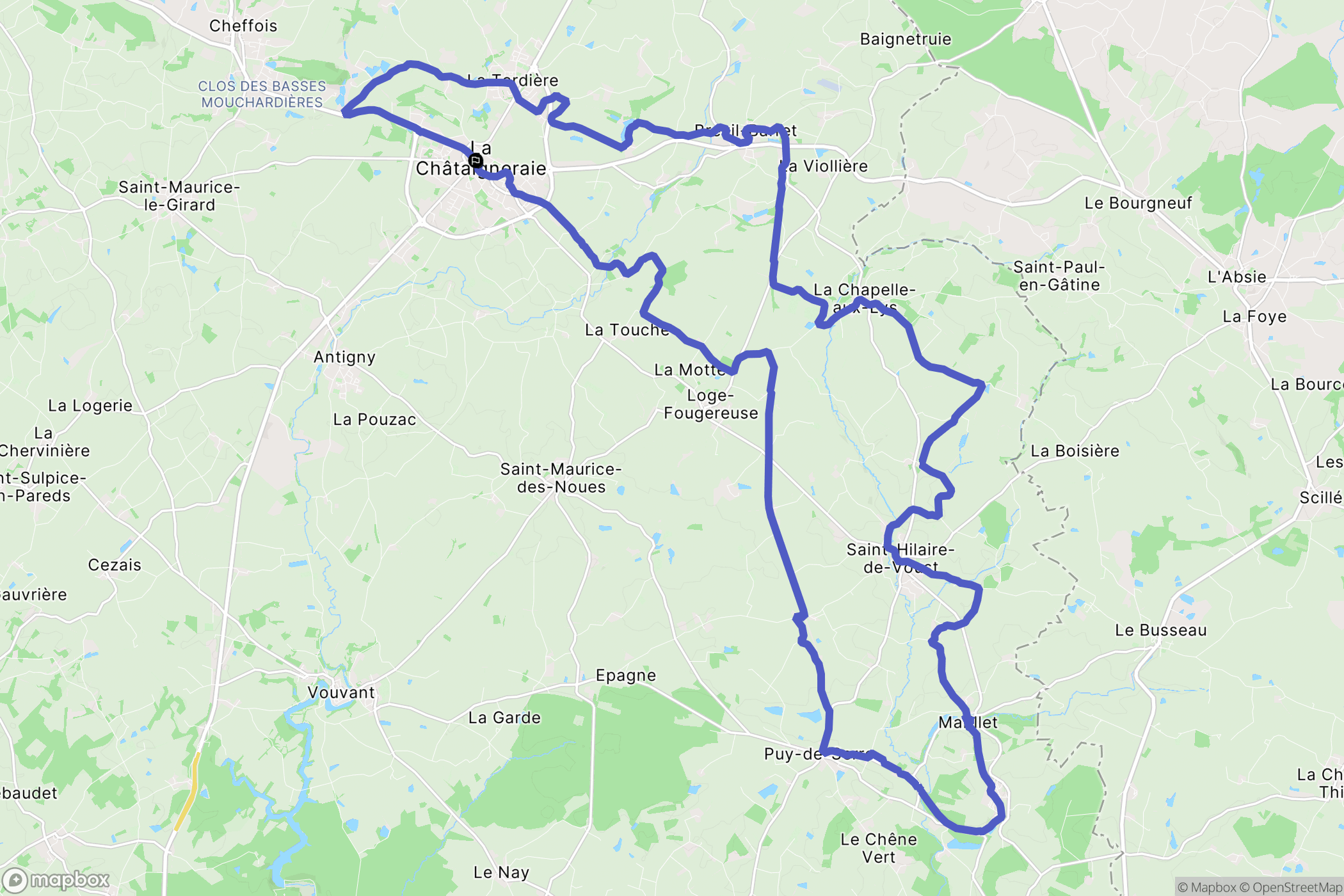 La Châtaigneraie : carte du parcours de randonnée - France