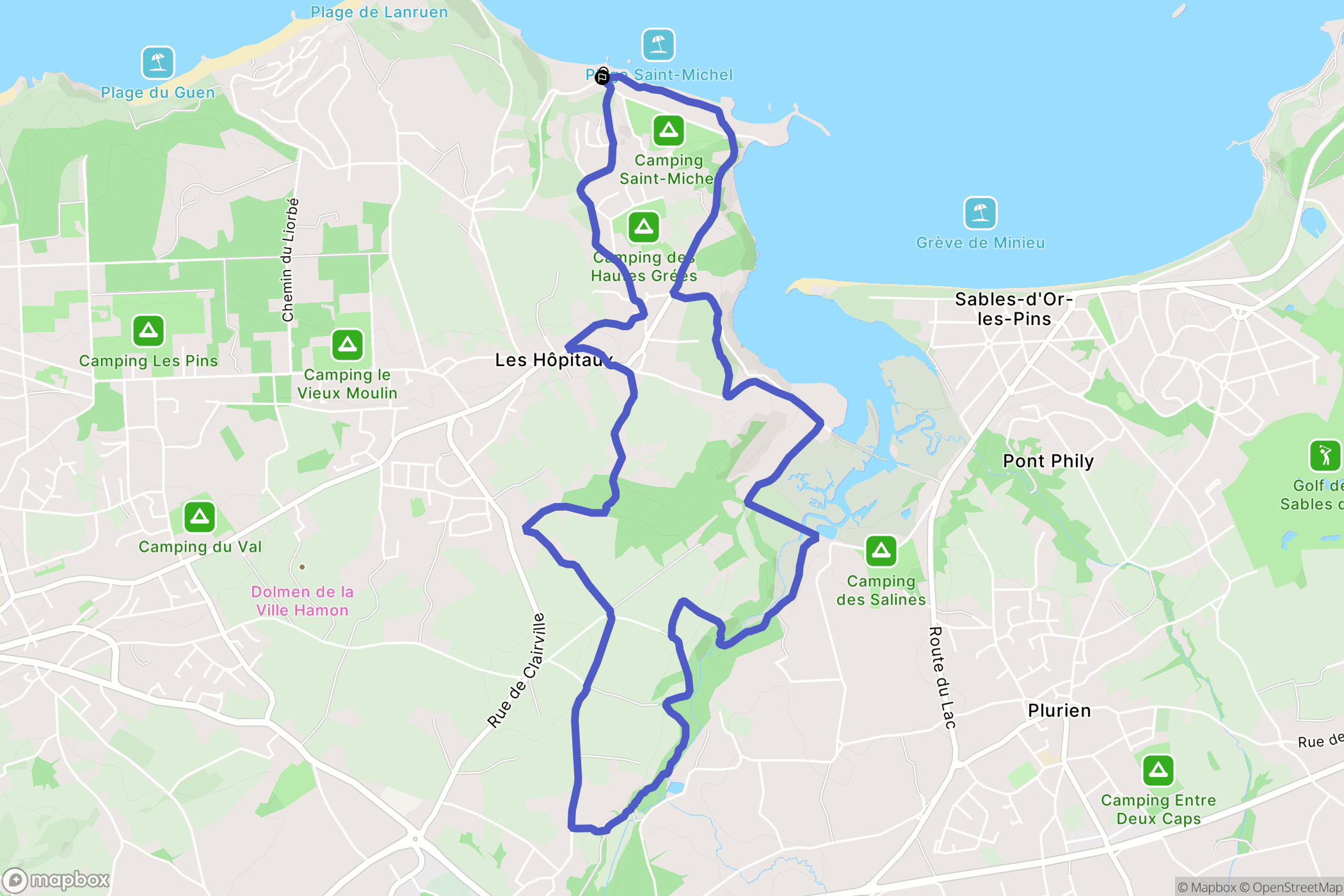 Erquy : carte du parcours de randonnée - France