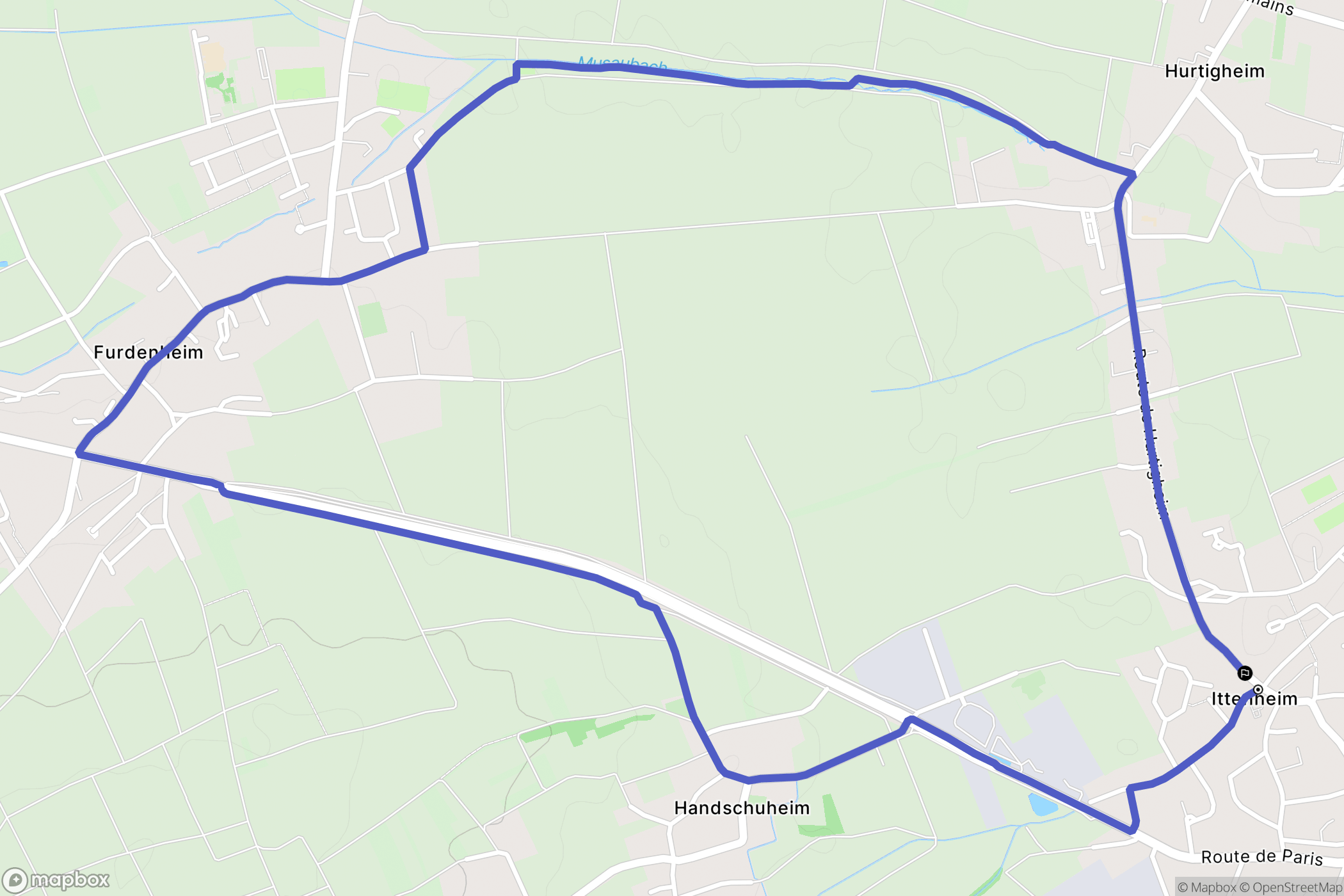 Ittenheim : carte du parcours de randonnée - France