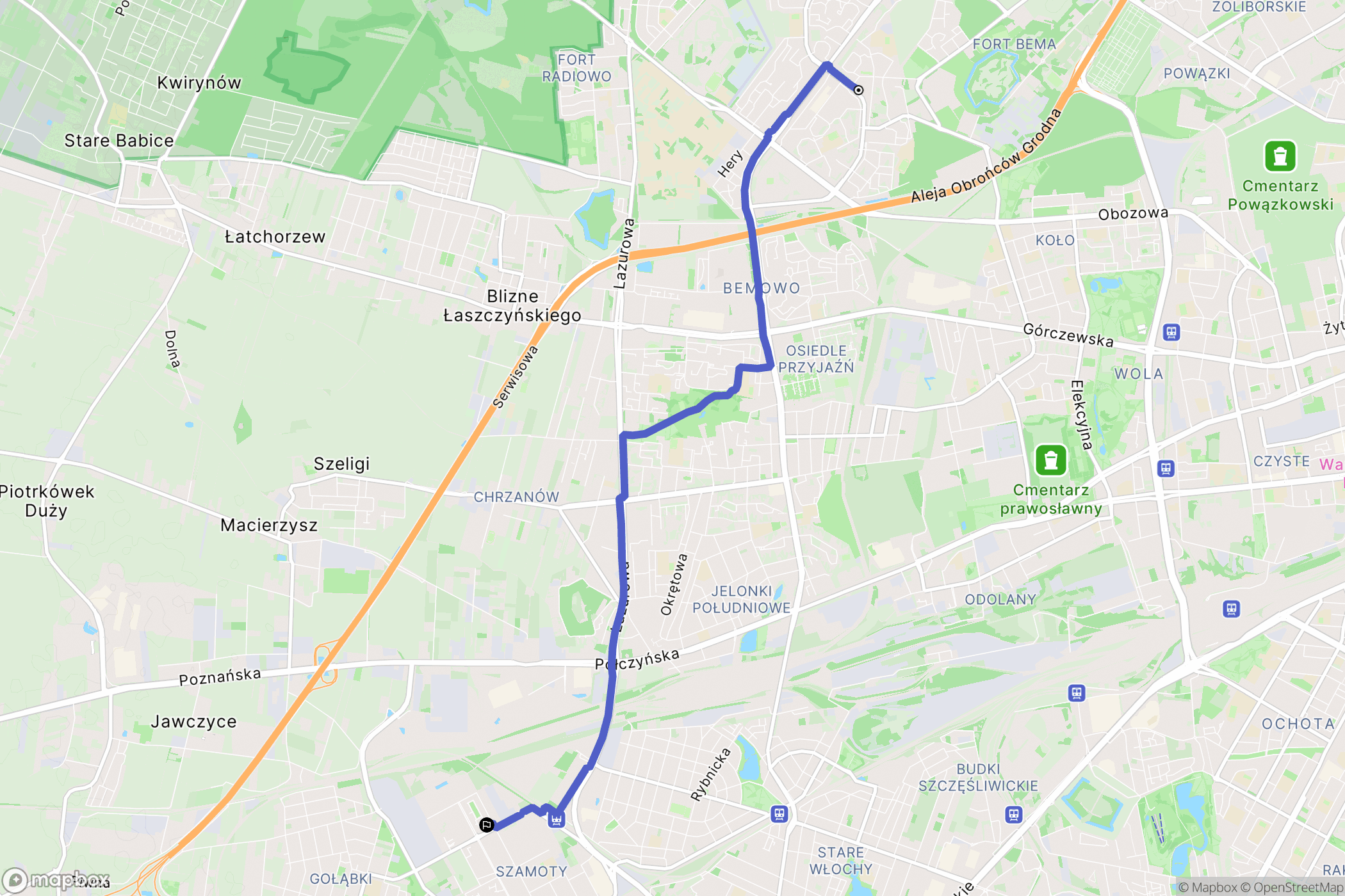 Warszawa: mapa trasy - Poland