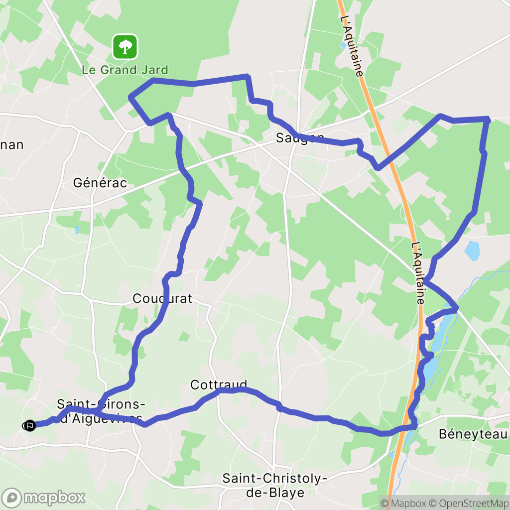 Saint-Girons-d'Aiguevives : carte du parcours de randonnée - France