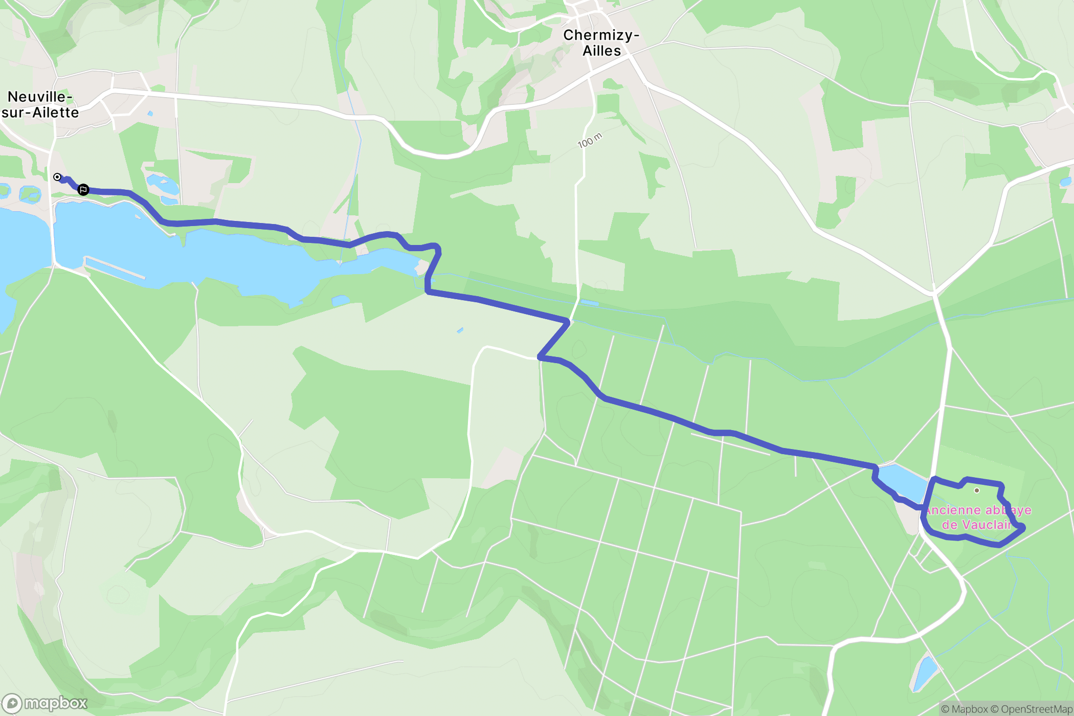 Neuville-sur-Ailette : carte du parcours de randonnée - France