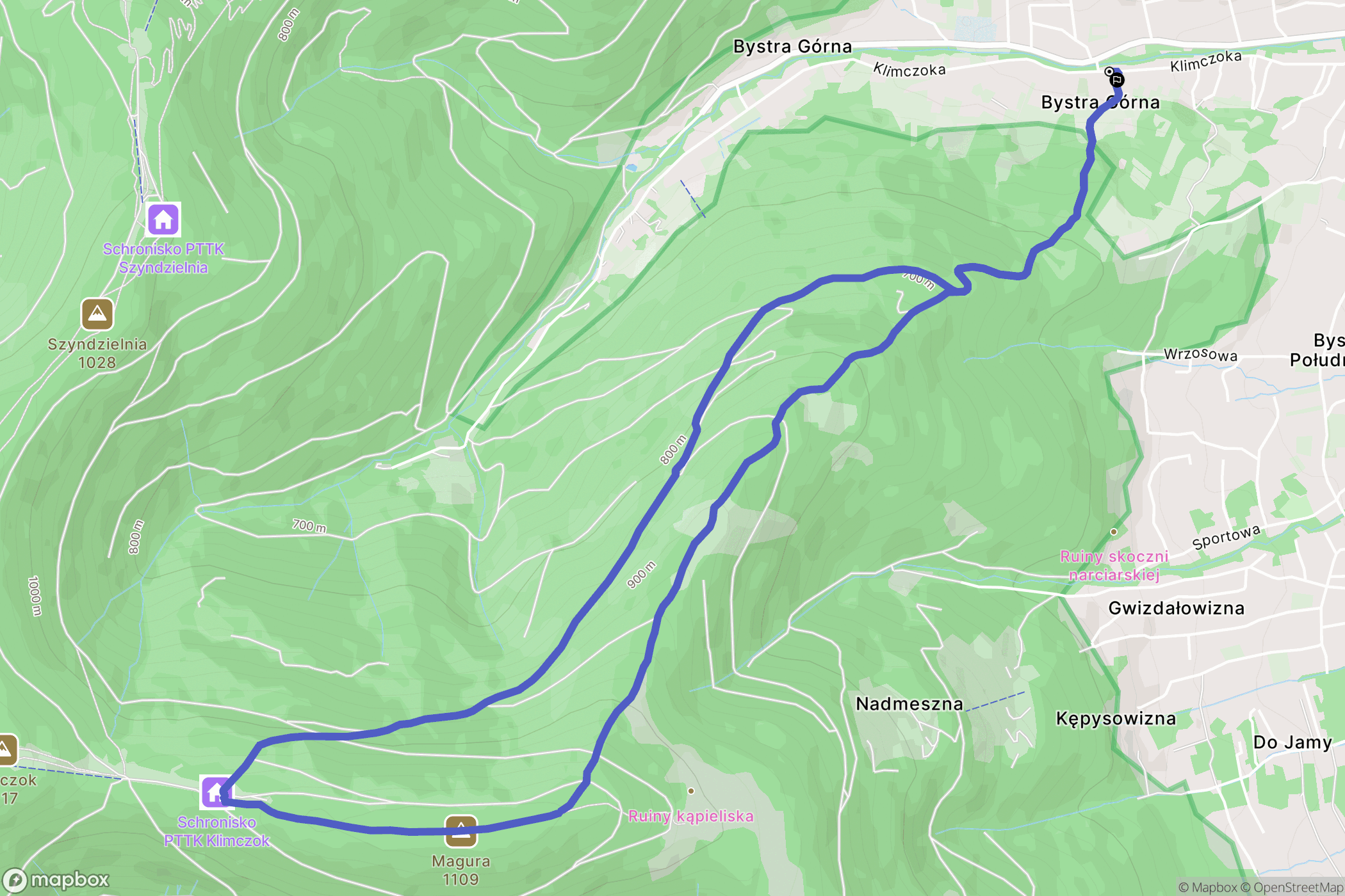 Bystra: mapa trasy - Poland