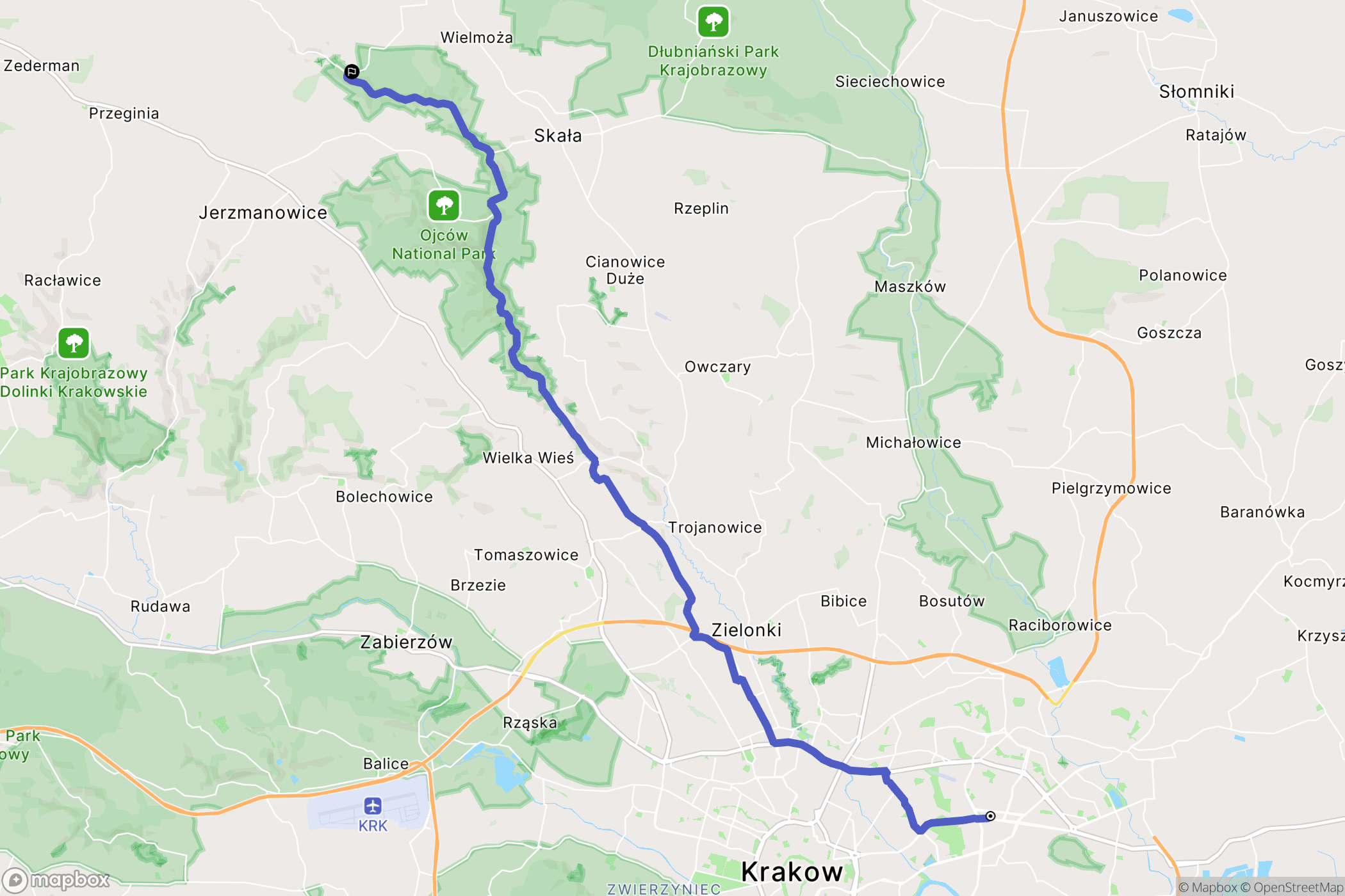 Kraków: mapa trasy - Poland
