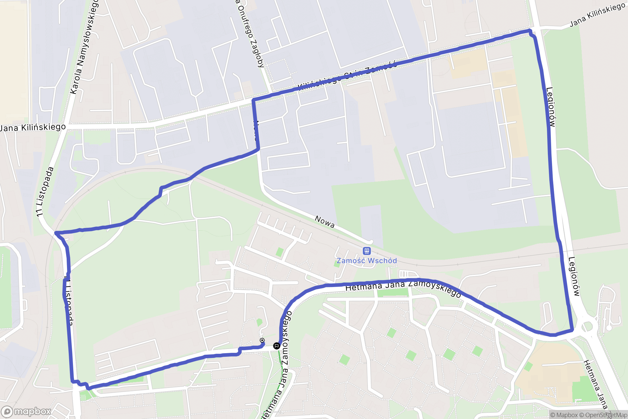 Zamość: mapa trasy - Poland