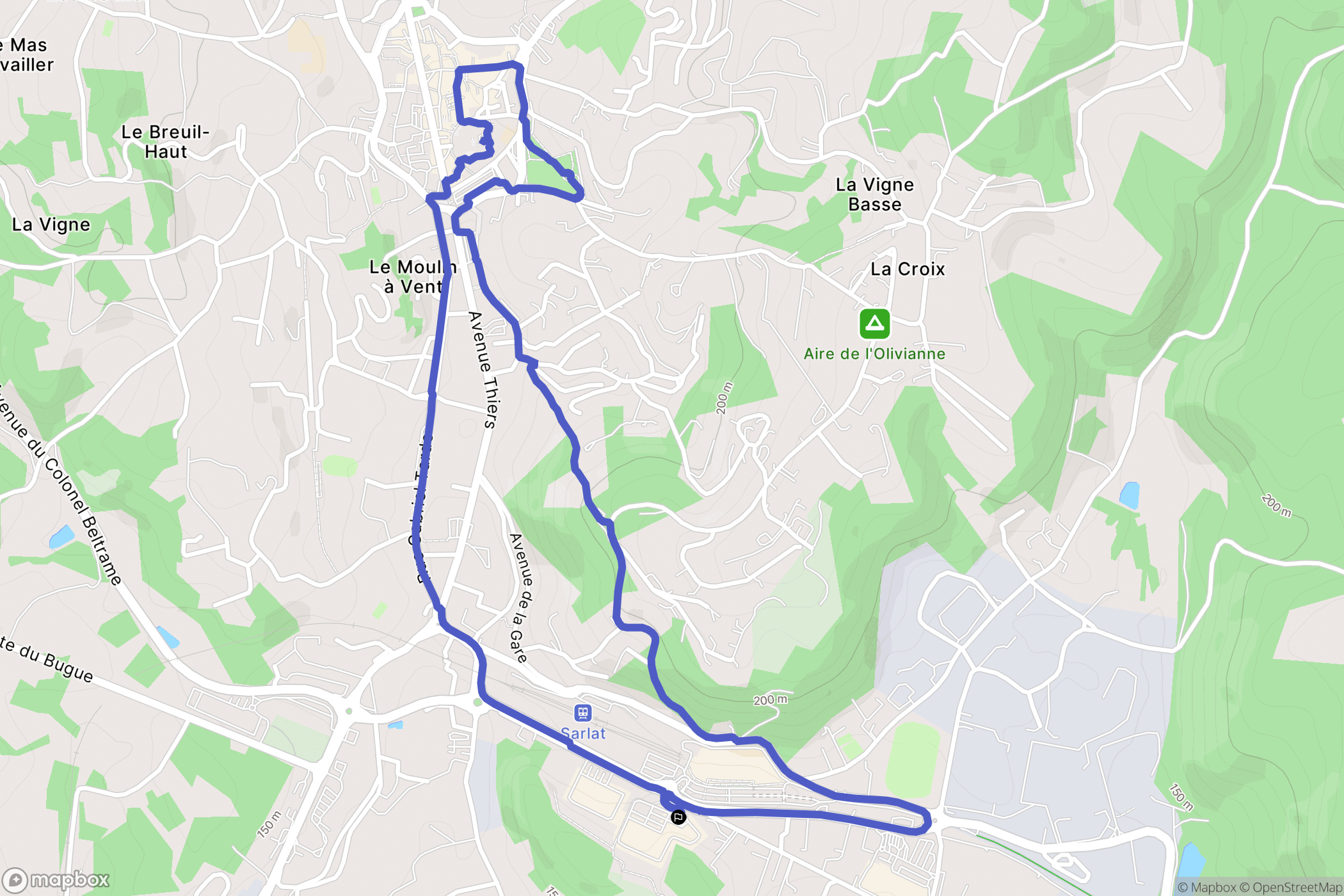 Sarlat-la-Canéda : carte du parcours de randonnée - France