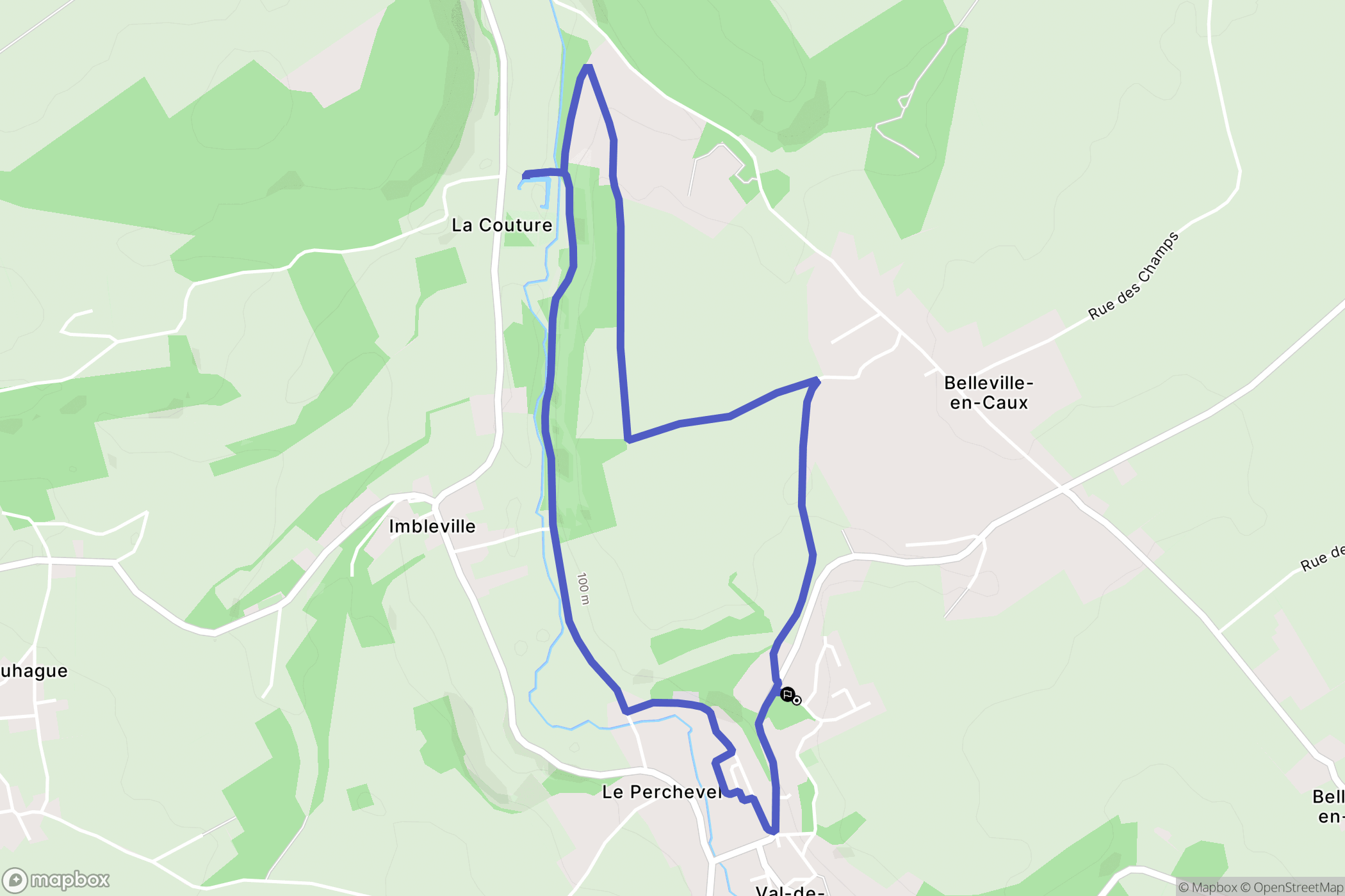 Val-de-Saâne : carte du parcours de randonnée - France