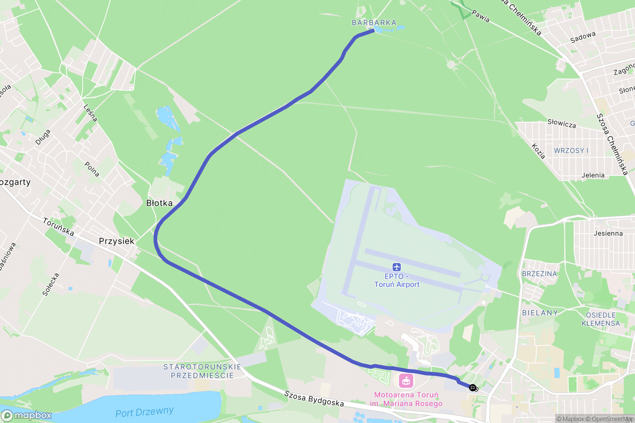 Toruń: mapa trasy - Poland