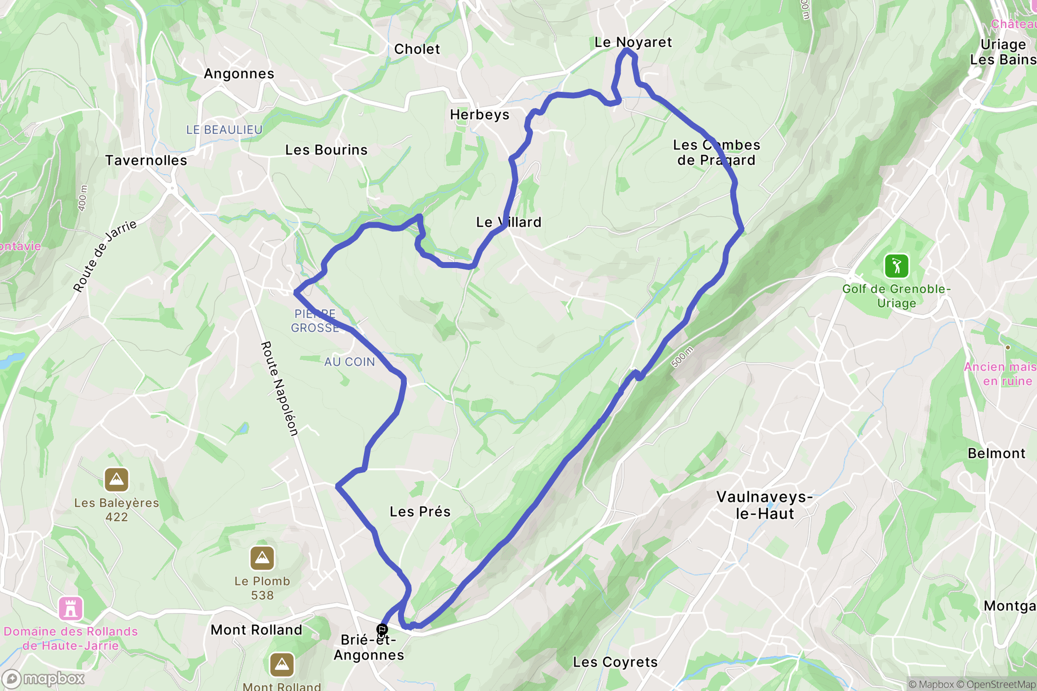Brié-et-Angonnes : carte du parcours de randonnée - France