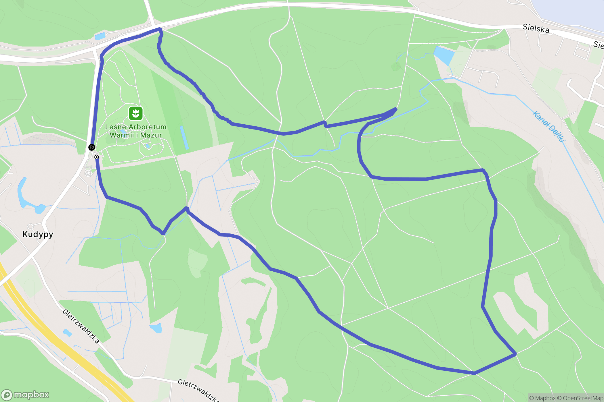 Kudypy: mapa trasy - Poland