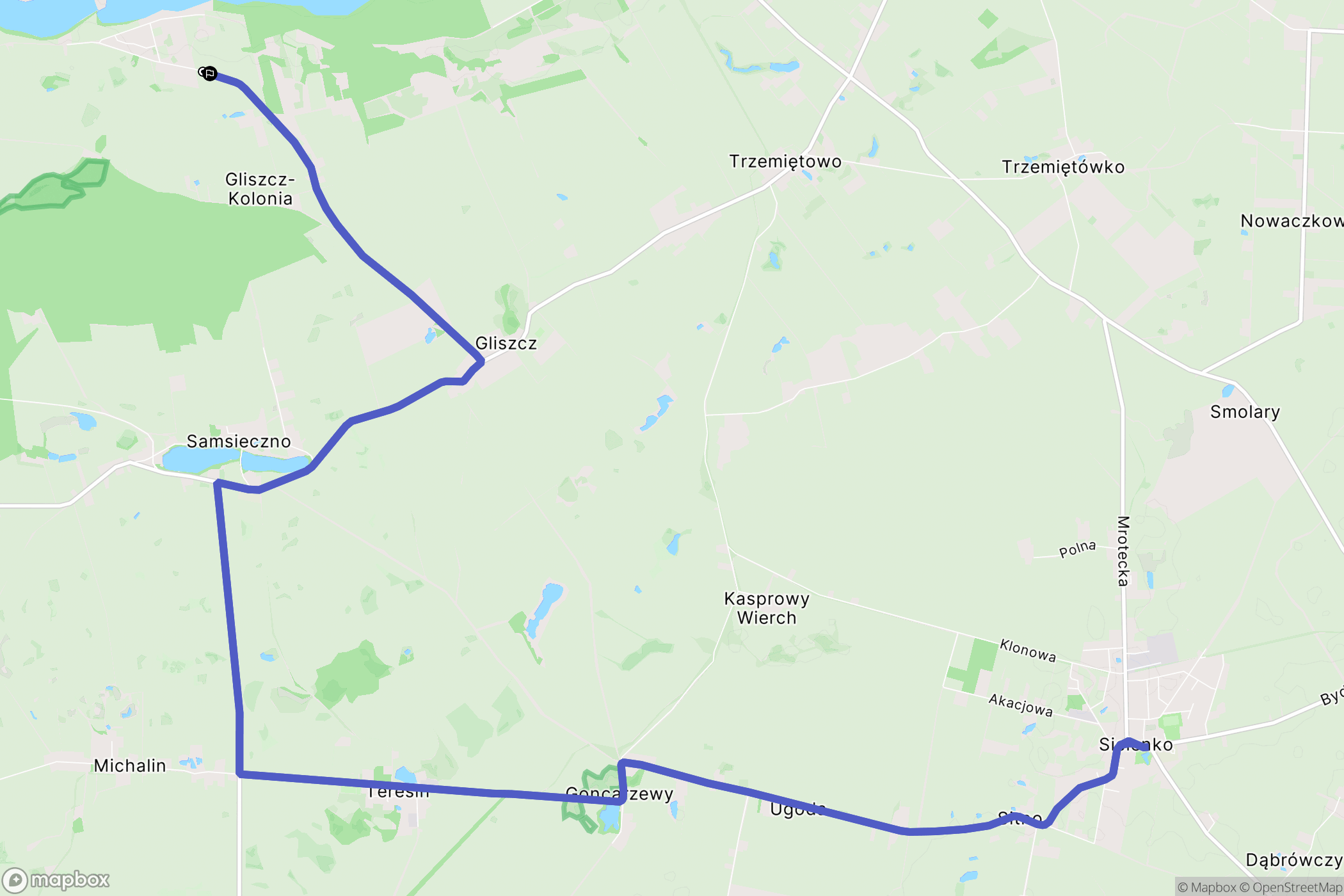 Gliszcz: mapa trasy - Poland